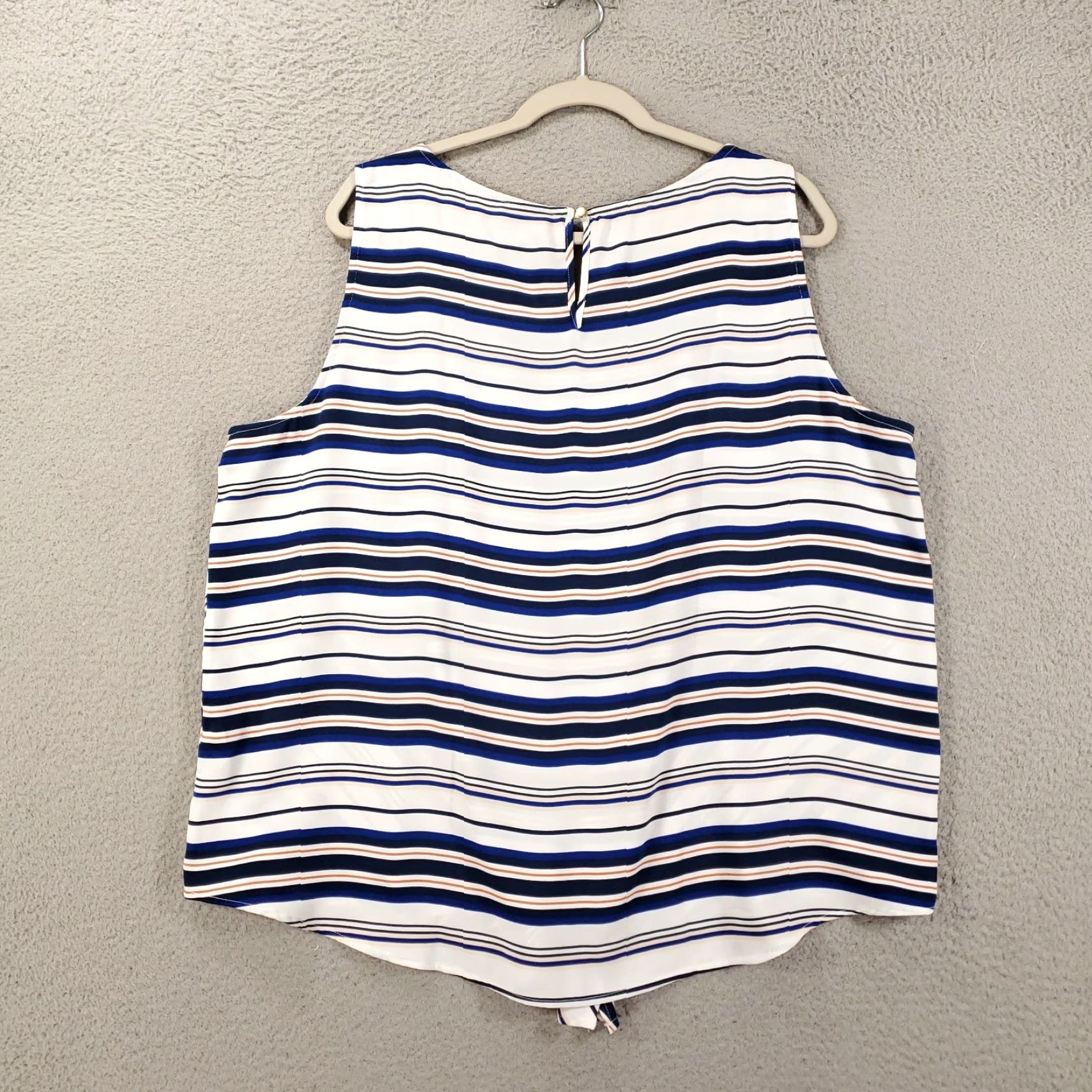 Liz Claiborne Liz Claiborne Tank Top Womens XXL White Blue Orange Striped Tie Front 2XL Size XXL / US 16-18 / IT 52-54 - 7 Thumbnail