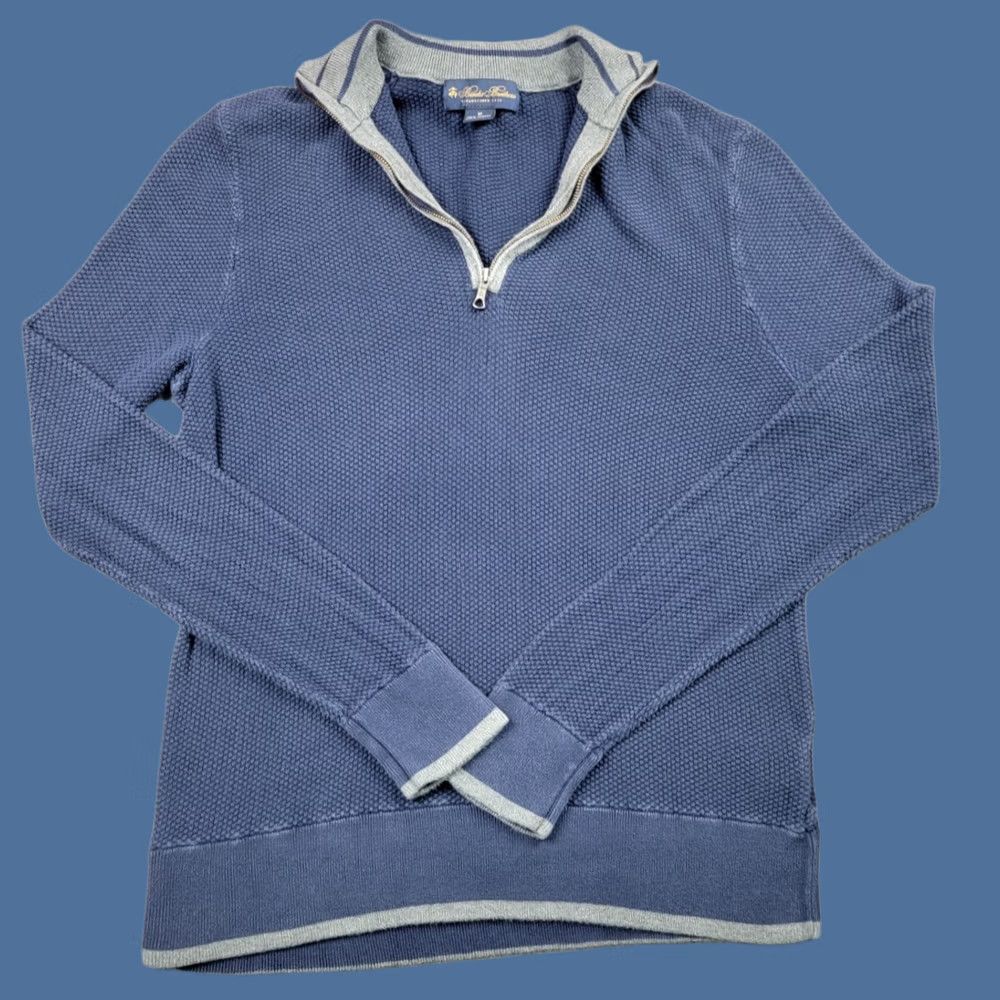 Brooks Brothers Brooks Brothers Sweater Mens Medium Blue 1/4 Zip Pullover 100% Combed Cotton Cardigan? Size US M / EU 48-50 / 2 - 1 Thumbnail