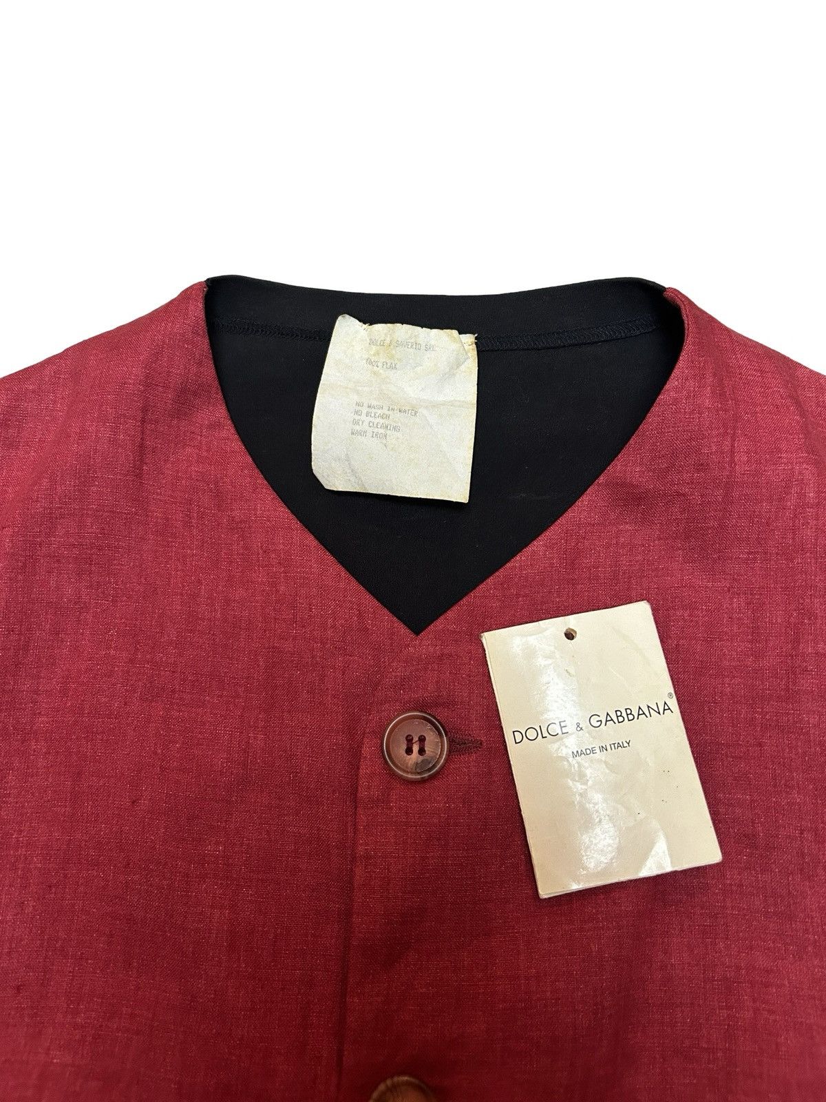 Dolce & Gabbana 1980s Deadstock Linen Vest Size 52R - 2 Thumbnail