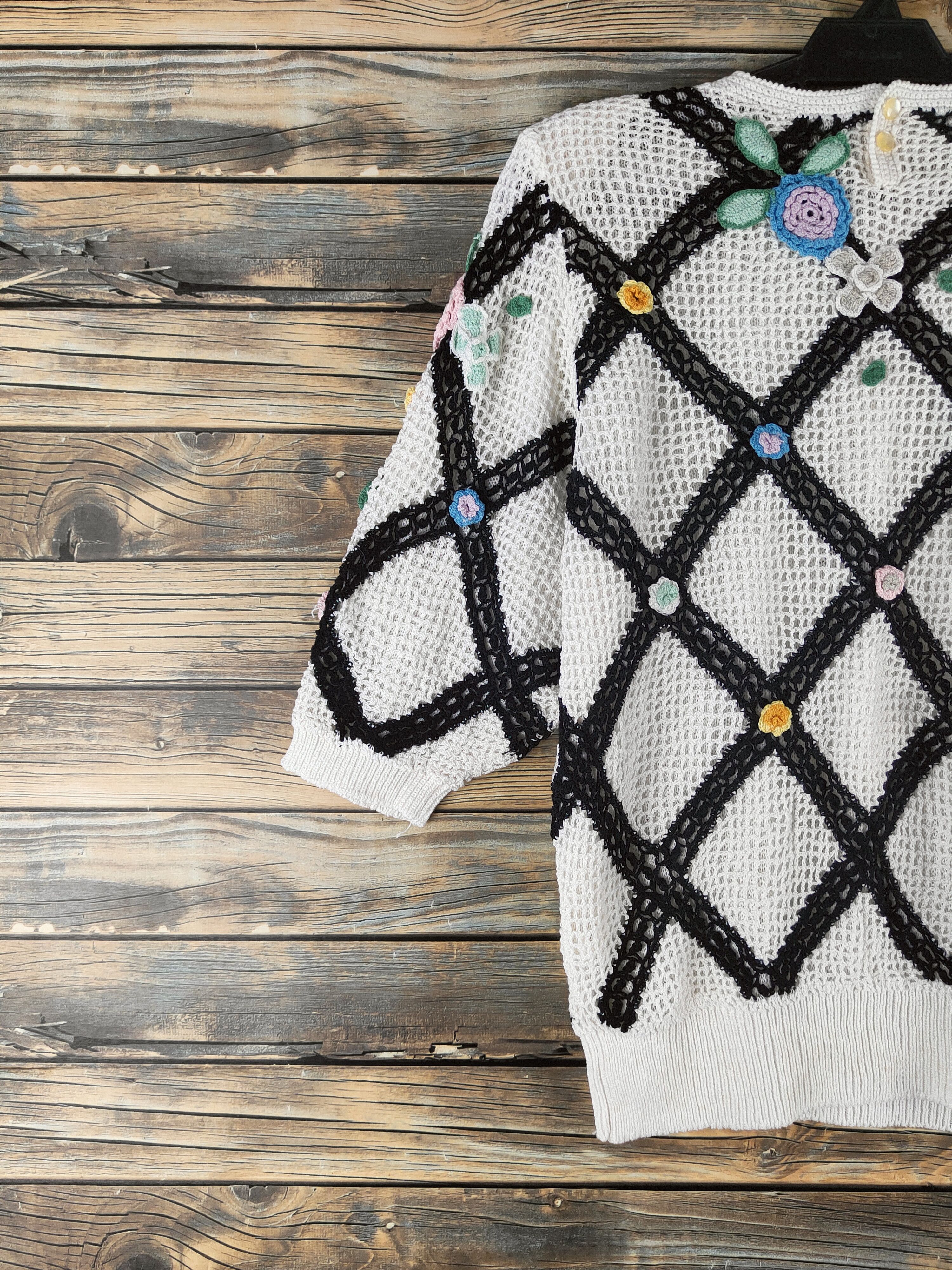 Japanese Brand DL Royal City White Black Knitwear Sweatshirts #46-978 Size S / US 4 / IT 40 - 8 Thumbnail