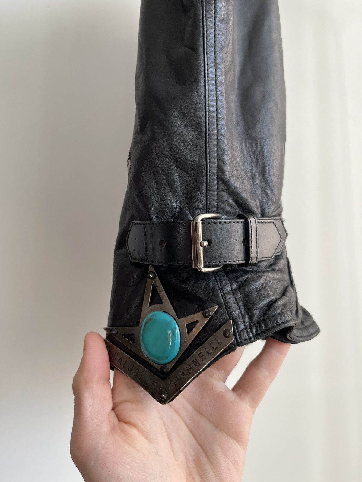 Calugi e Gianelli Calugi e Giannelli 80s steel & turquoise leather biker vest Size US S / EU 44-46 / 1 - 9 Thumbnail