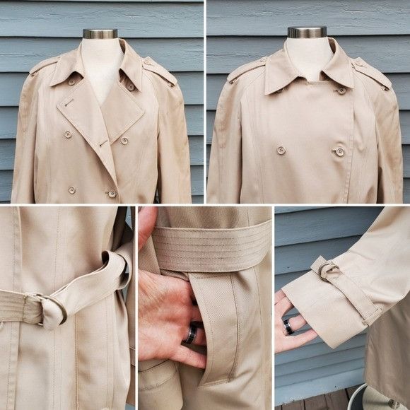 Vintage Vintage 80s London Fog Double Breasted Belted Khaki Faux Fur Size 3XL / US 20-22 - 7 Thumbnail