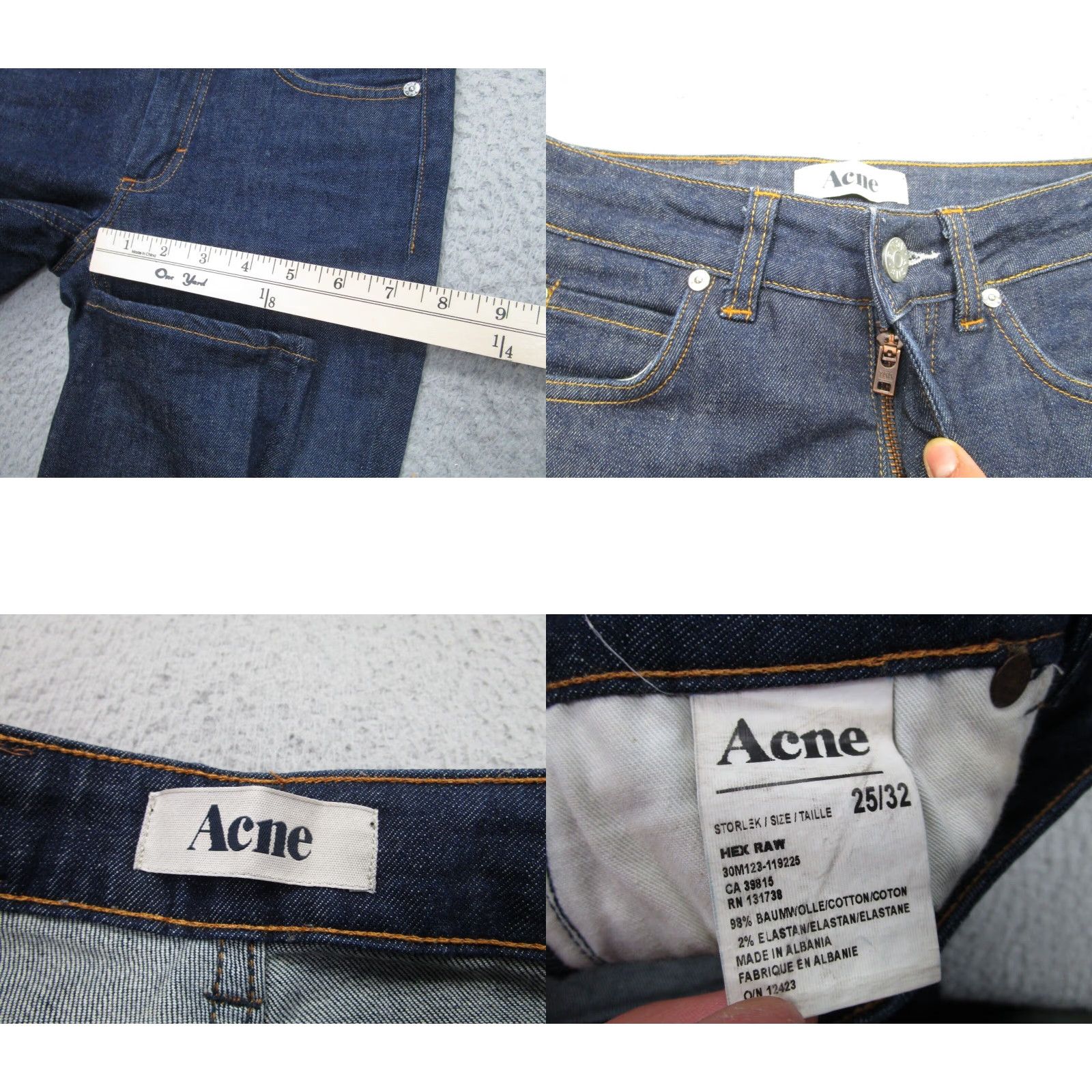 Denime Acne Jeans Women's 25 Blue Skinny Slim Low Rise Denim Pants Size 25" / US 0 / IT 36 - 8 Thumbnail