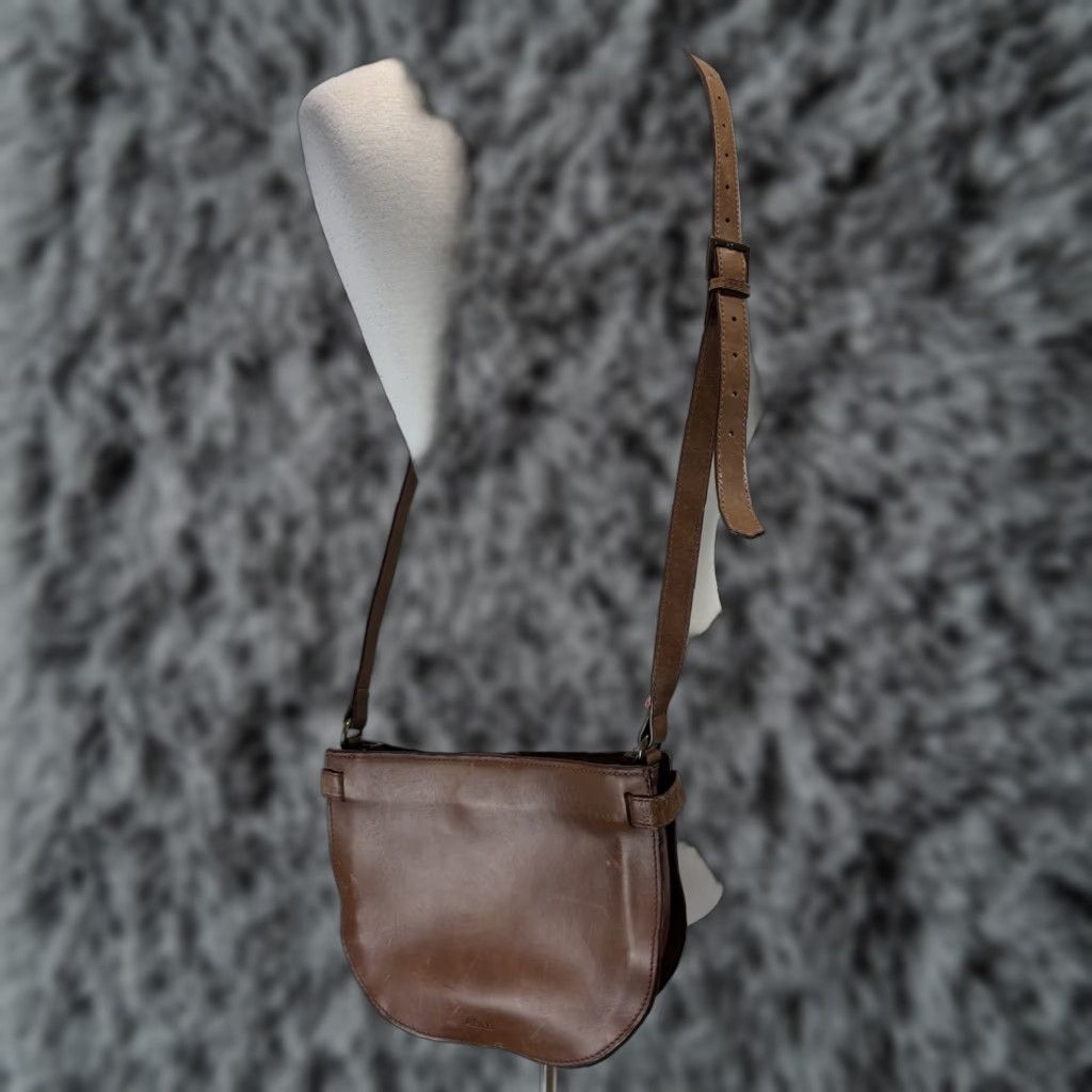 Vintage Able Cecilia Crossbody Purse Bag Brown Leather Adjustable Read in White, Women's