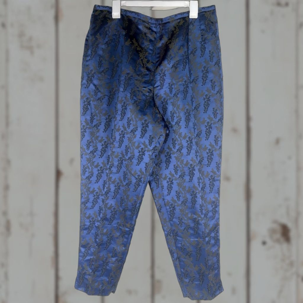 Vintage Susan Bristol Blue W-Gld/Blk Designs Dress Pants Womens Size 18 Size 40" / US 18 - 1 Thumbnail