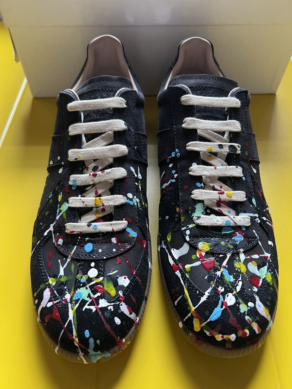 Maison Margiela Matte-Black Paint Splatter GATs/sneakers, EU44/US11 ...