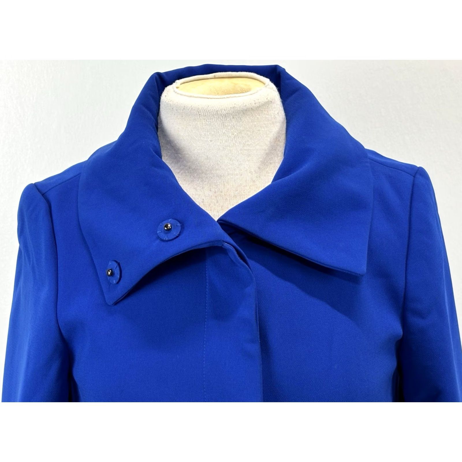 Ann Taylor Ann Taylor Jacket Women’s PS Petite Blue Lined Classic A-line Retro Mid-Length Long Sleeve Button Snap --------------- Size S / US 4 / IT 40 - 6 Thumbnail