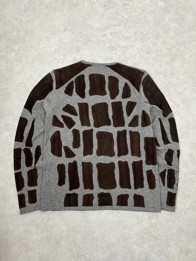 Roberto Cavalli 2010s Roberto Cavalli Grey & Brown Skeleton Relief Sweater Size US L / EU 52-54 / 3 - 6 Thumbnail