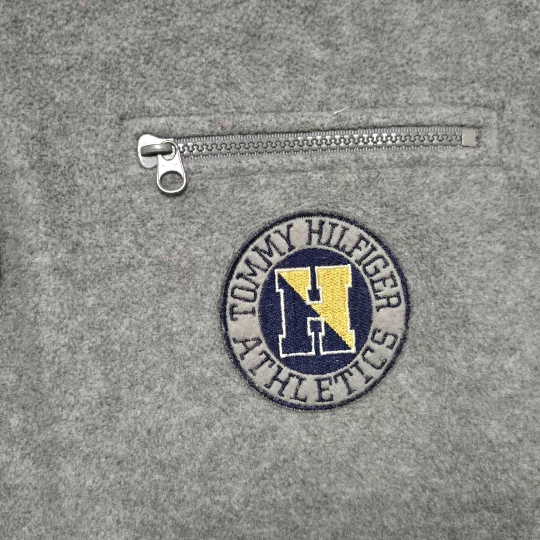 Tommy Hilfiger VTG Tommy Hilfiger Mens 1/4 Zip Fleece Pullover XL Hilfiger Lettering On Back Sweatshirt Gray Cotton Blend Zip Embroidered Logo Size US XL / EU 56 / 4 - 5 Thumbnail