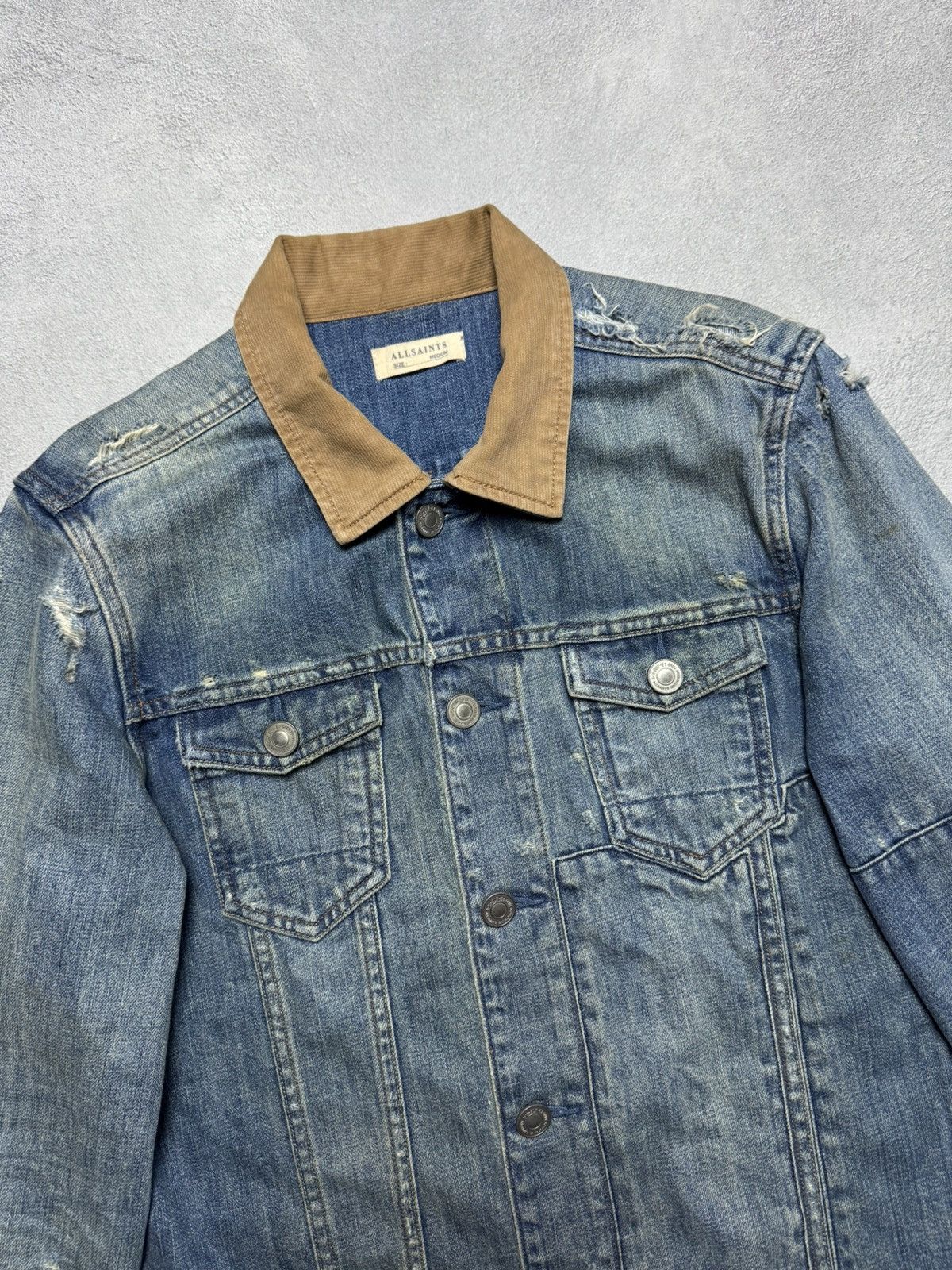 Allsaints Allsaints Distressed Denim Button Jacket Size US M / EU 48-50 / 2 - 3 Thumbnail