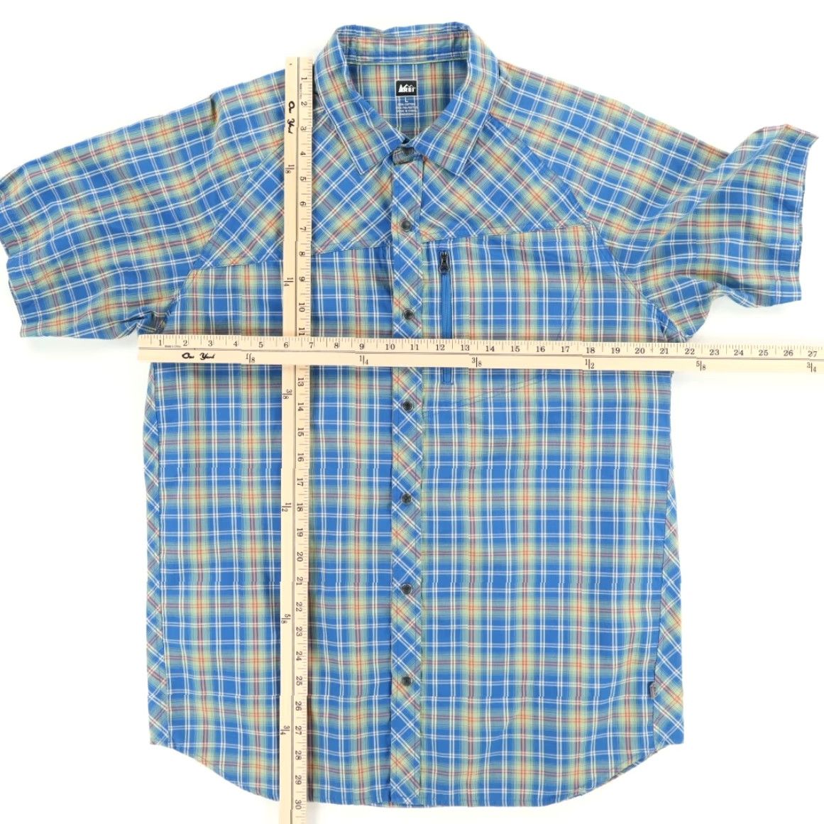 Vintage VINTAGE REI Shirt Plaid Cotton Blend Blue Men's L Snap Up Camp Shirt Size US L / EU 52-54 / 3 - 3 Thumbnail