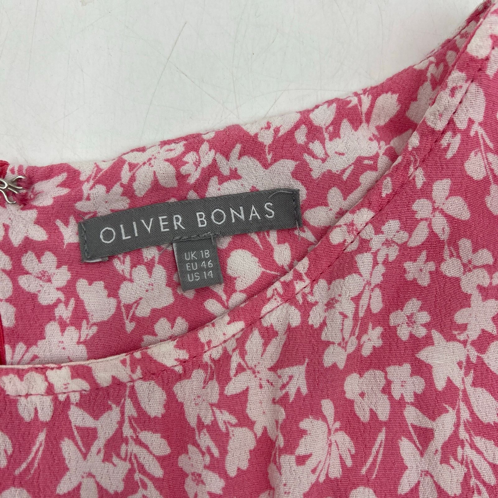 Other Olivia Bonas Two Tone Ditsy Floral Pink Midi Dress Size XL / US 12-14 / IT 48-50 - 3 Thumbnail