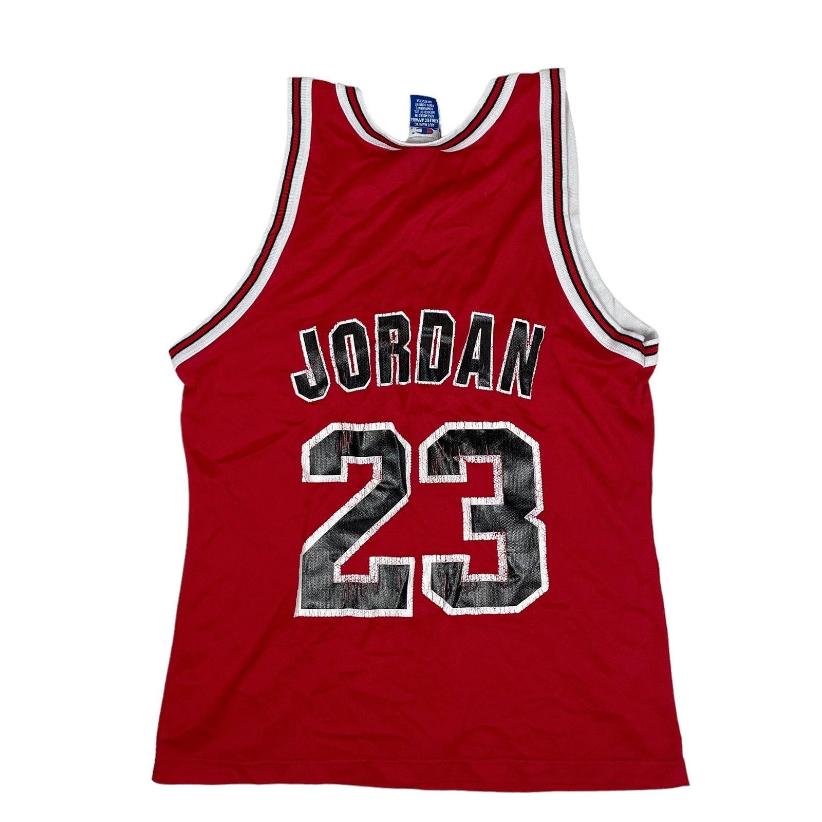 Champion × Vintage Vintage Champion Mens Red Michael Jordan# 23 Bulls Jersey 40 Size US XXS / EU 40 - 3 Thumbnail