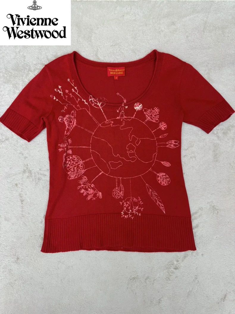 Vivienne Westwood Vivienne Westwood Dark Red Knit Short-Sleeve Top - dmc Size US M / EU 48-50 / 2 - 1 Thumbnail