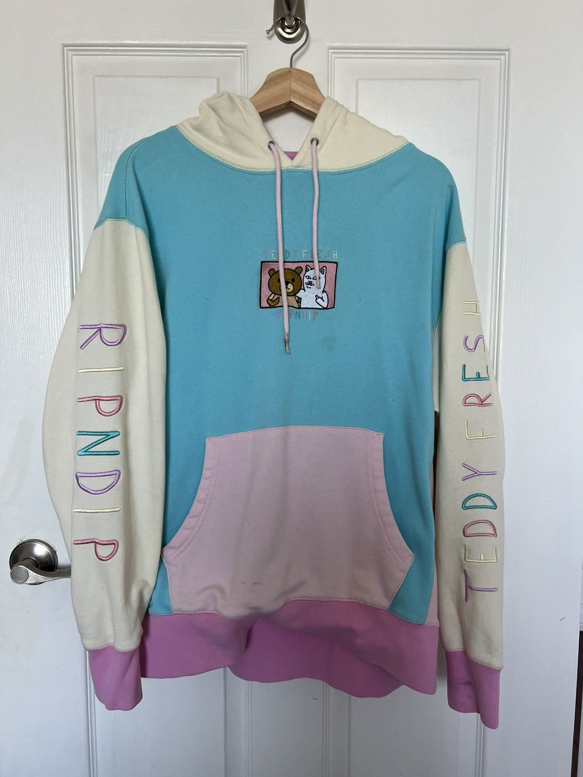 Teddy Fresh Hoodie x Ripndip Pastel Color-block Pullover