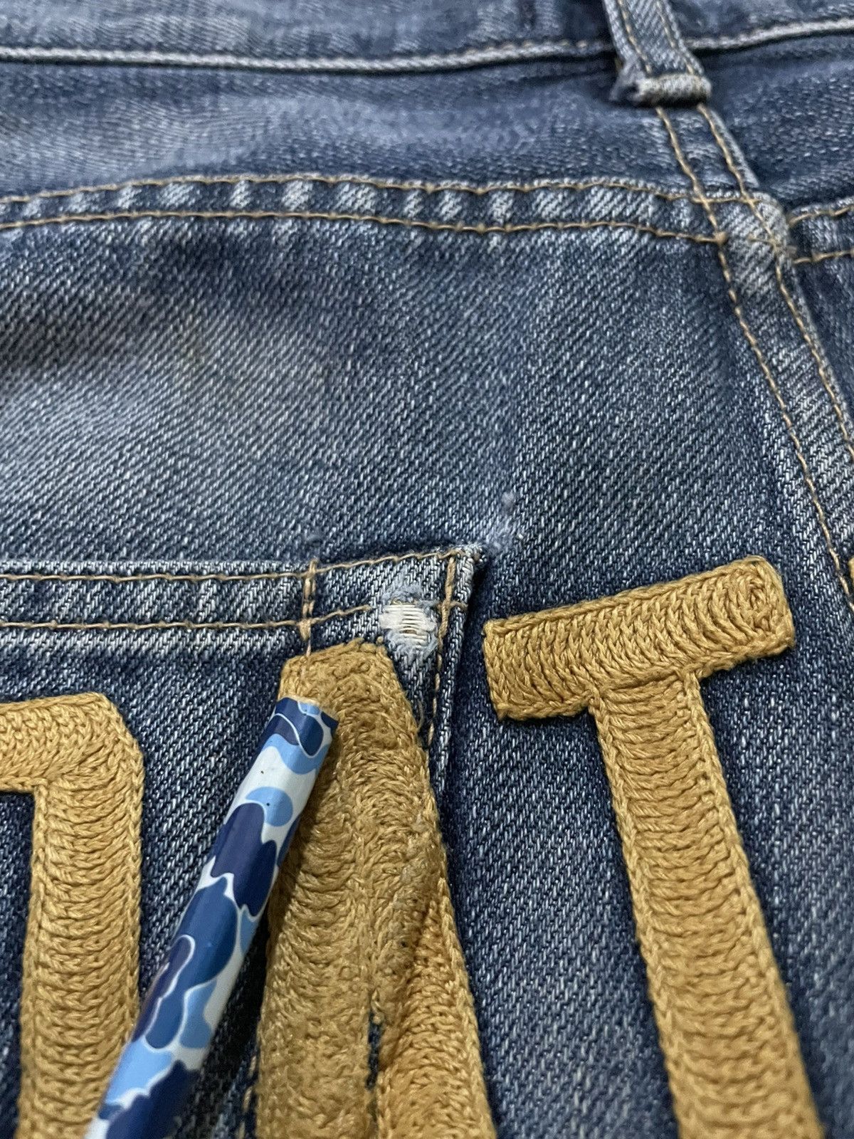 Bape OG Bape NYC Logo Embroidered Denim Jeans Size US 31 - 10 Thumbnail