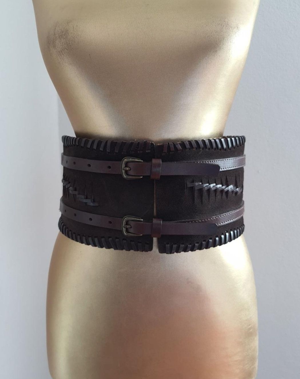 Sportmax Leather and Suede Wide Belt