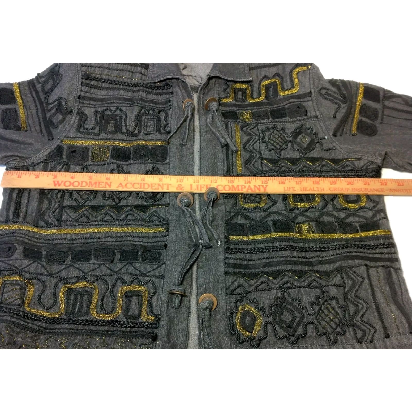 Vintage VINTAGE Bleu Bayou Jacket Ladies Regular Short Open Front Chambray Embellished Gray/Black XL Artsy Boho 90s Size XL / US 12-14 / IT 48-50 - 5 Thumbnail