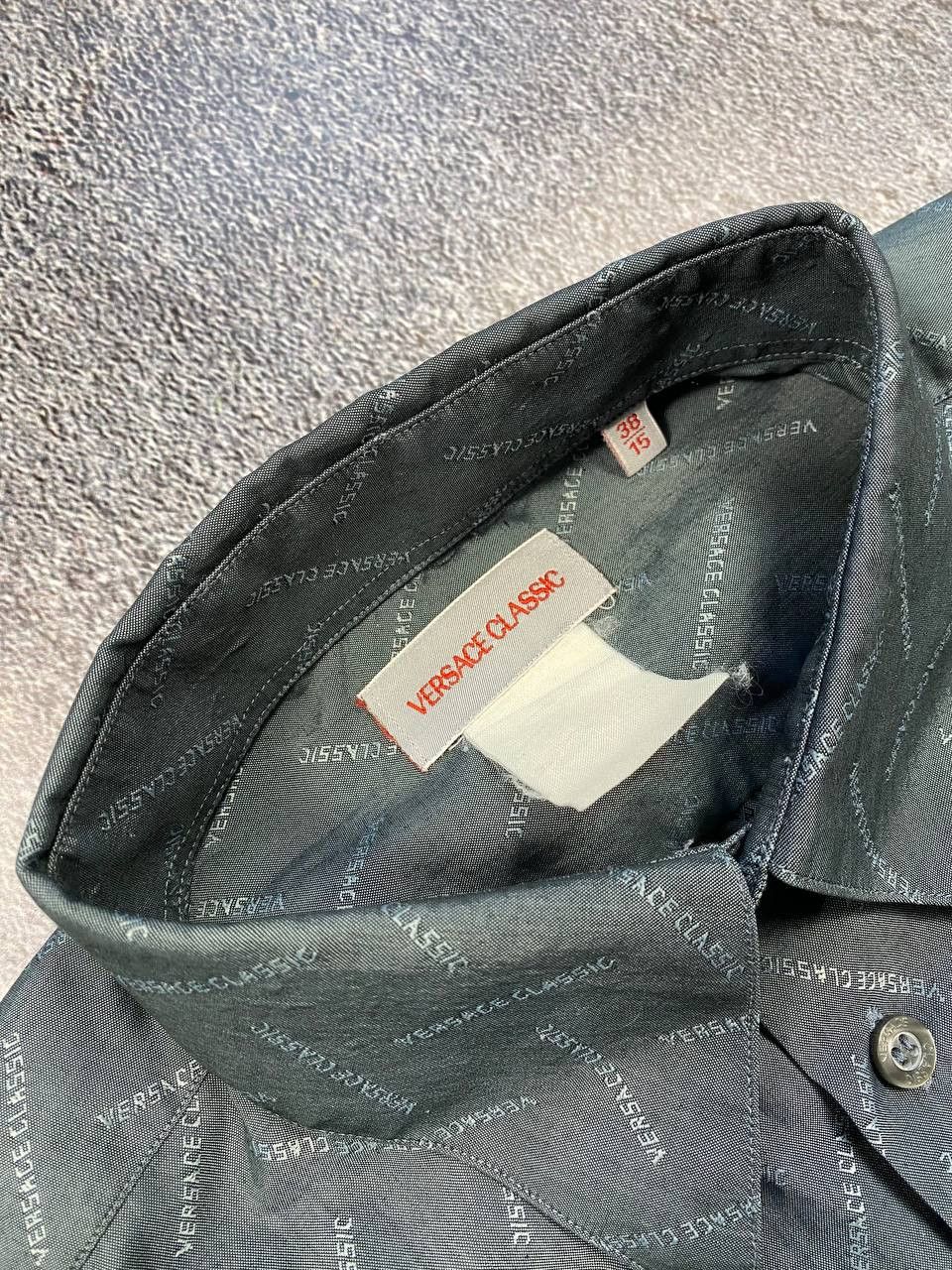 Versace Versace Classic Logo Pattern Shirt Dark Gray Size 38/15 Size US S / EU 44-46 / 1 - 3 Thumbnail