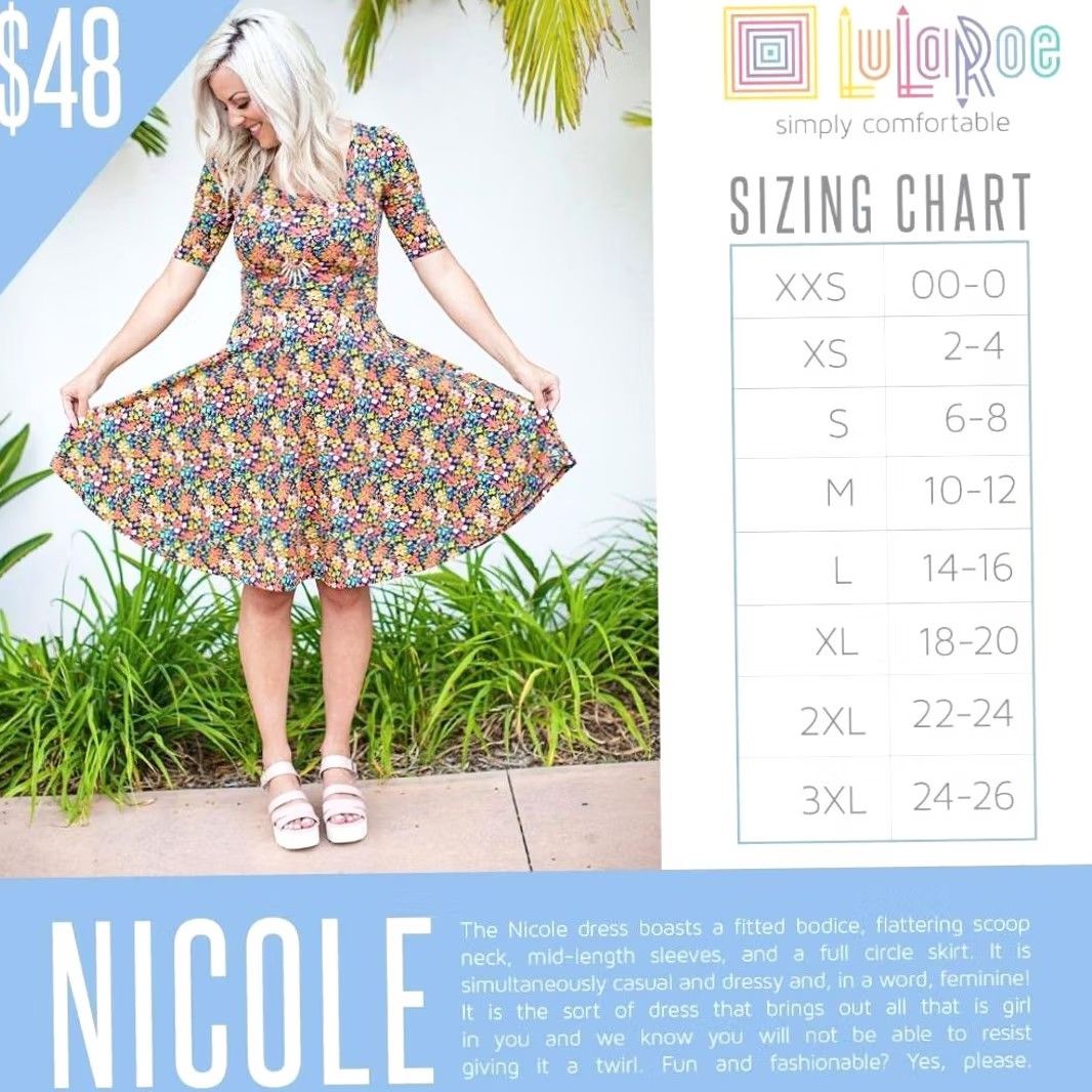Vintage LuLaRoe Nicole Dress Womens XXS Gray Solid A-Line Fit & Flare Knee Length Cotton/Polyester Short Sleeve Neck Scoop Size XXS / US 00 / IT 34 - 7 Thumbnail