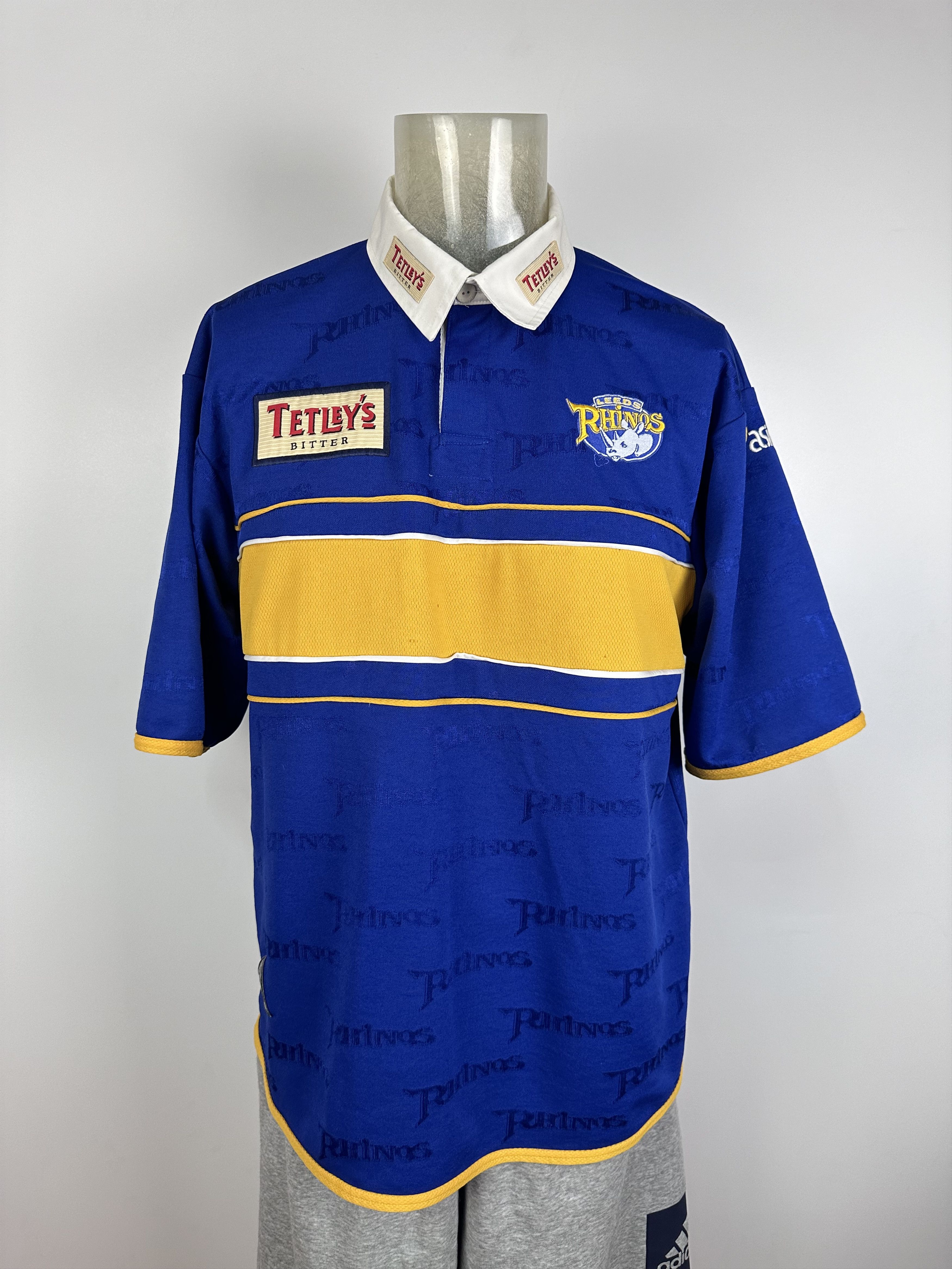 Asics × Vintage Leeds Rhinos 2000 2001 Asics Rugby Home Shirt Jersey Blue Size US L / EU 52-54 / 3 - 1 Thumbnail