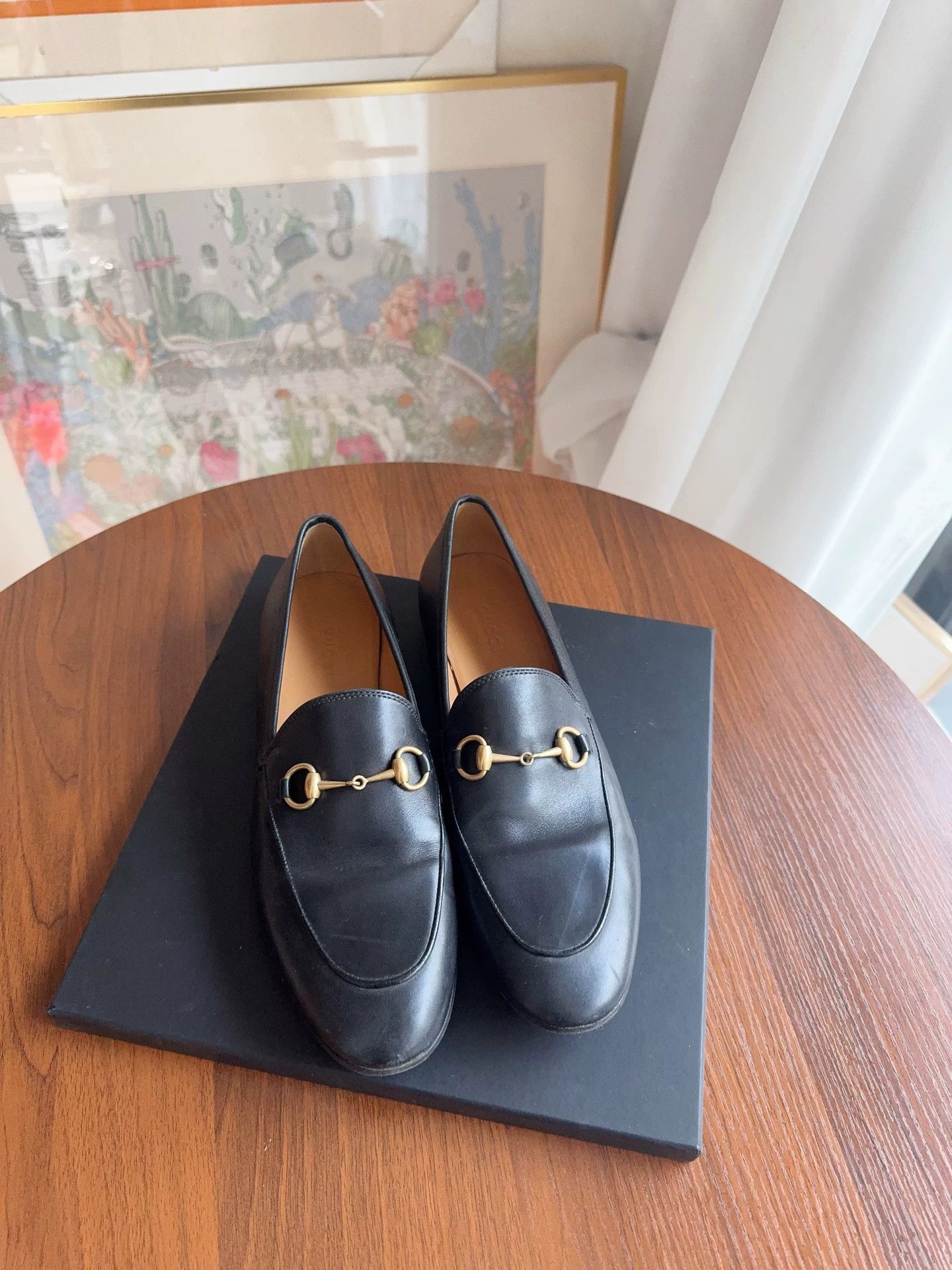 Gucci 9/10 Black Lambskin Horsebit Loafer 38