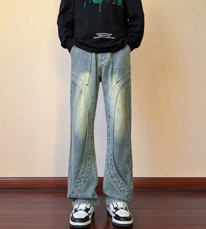 Japanese Brand Men's high street straight loose flared casual jeans Size US 32 / EU 48 - 1 Thumbnail