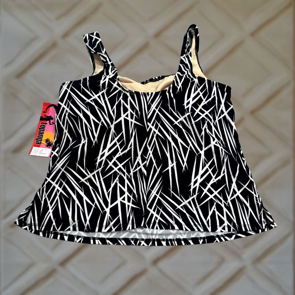 Vintage Topanga Swimwear Tankini Top Womens 18W Black White Slimmer Padded NWT By THE Size XXL / US 16-18 / IT 52-54 - 1 Thumbnail