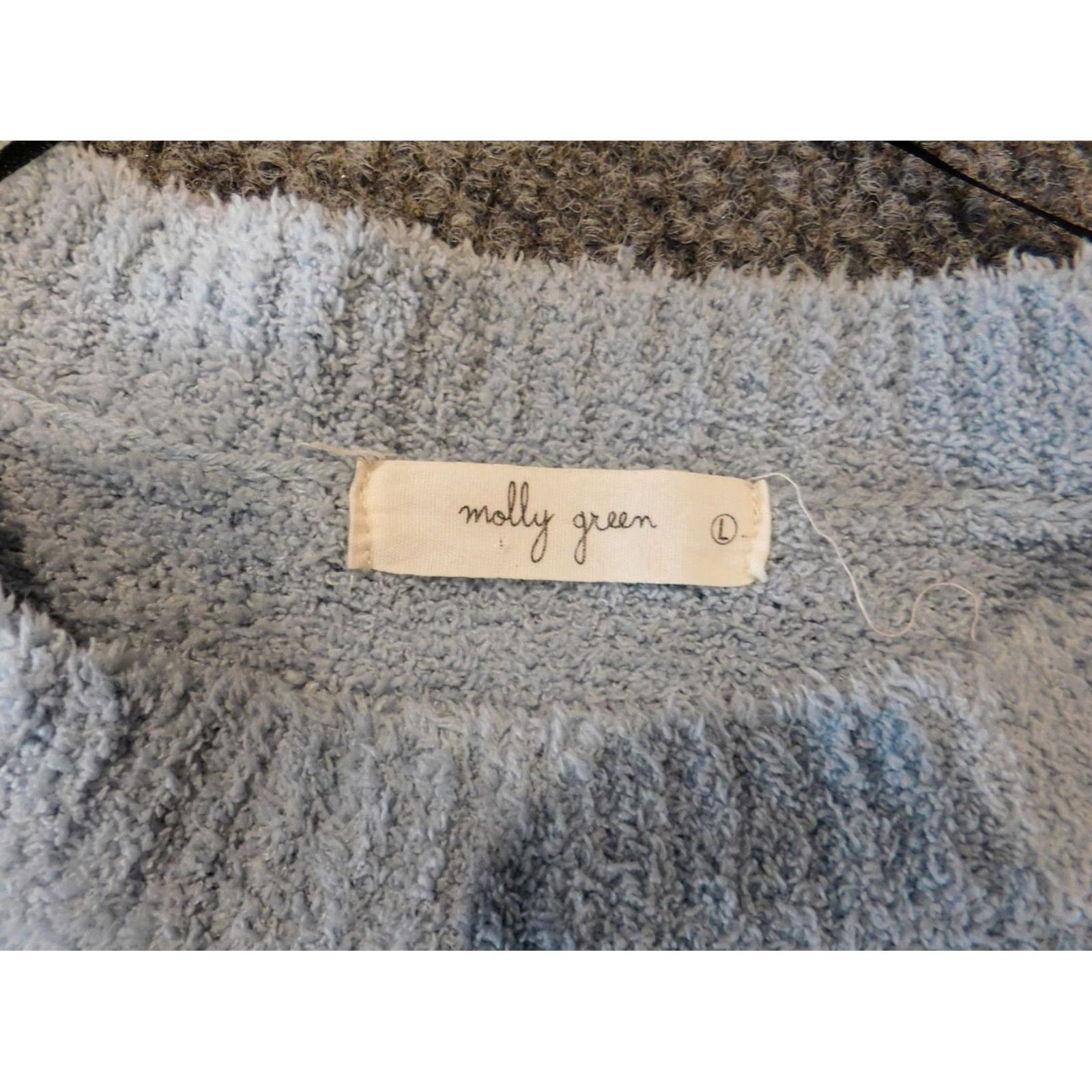 Vintage Molly Green Womens Sweater L Blue Crewneck Pullover Knit Stretch Casual Solid Acrylic Polyester Cap Sleeve Long Sleeve Modern American Regular Size L / US 10 / IT 46 - 4 Thumbnail