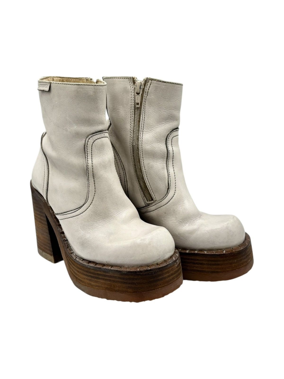 Cowboy Equipment Vintage Destroy cream block platform boots Size 35 Size US 5 / IT 35 - 1 Thumbnail