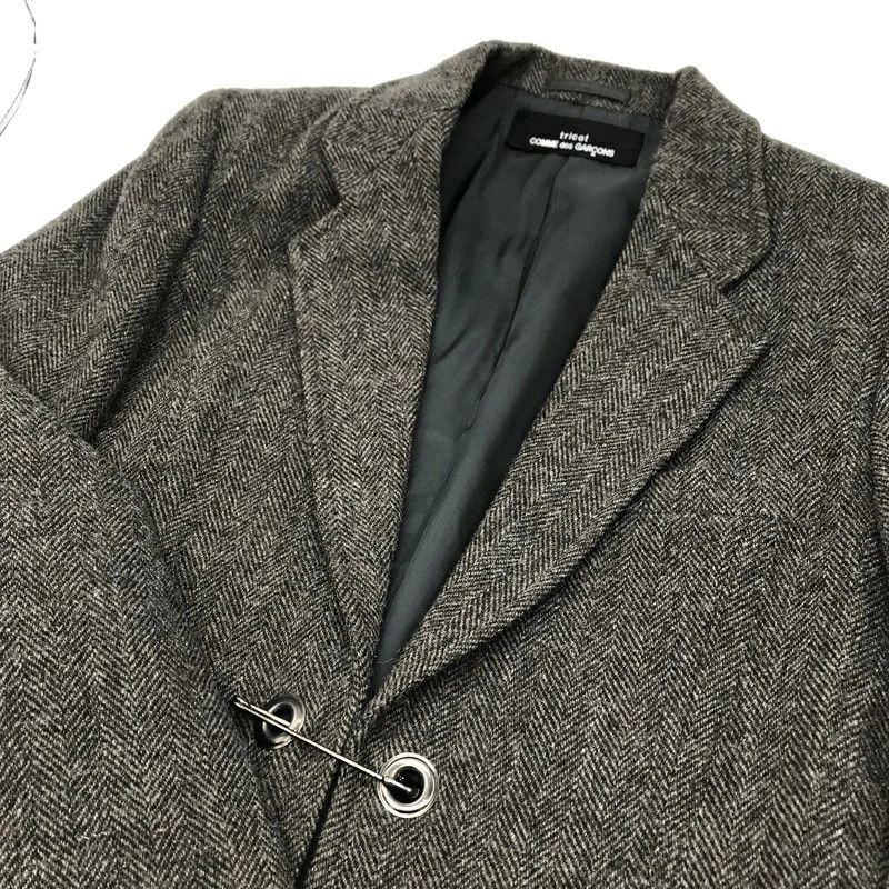 Comme des Garcons Jacket Tailored Tweed Wool Eyelit Flap Pocket Brown Size US S / EU 44-46 / 1 - 4 Thumbnail