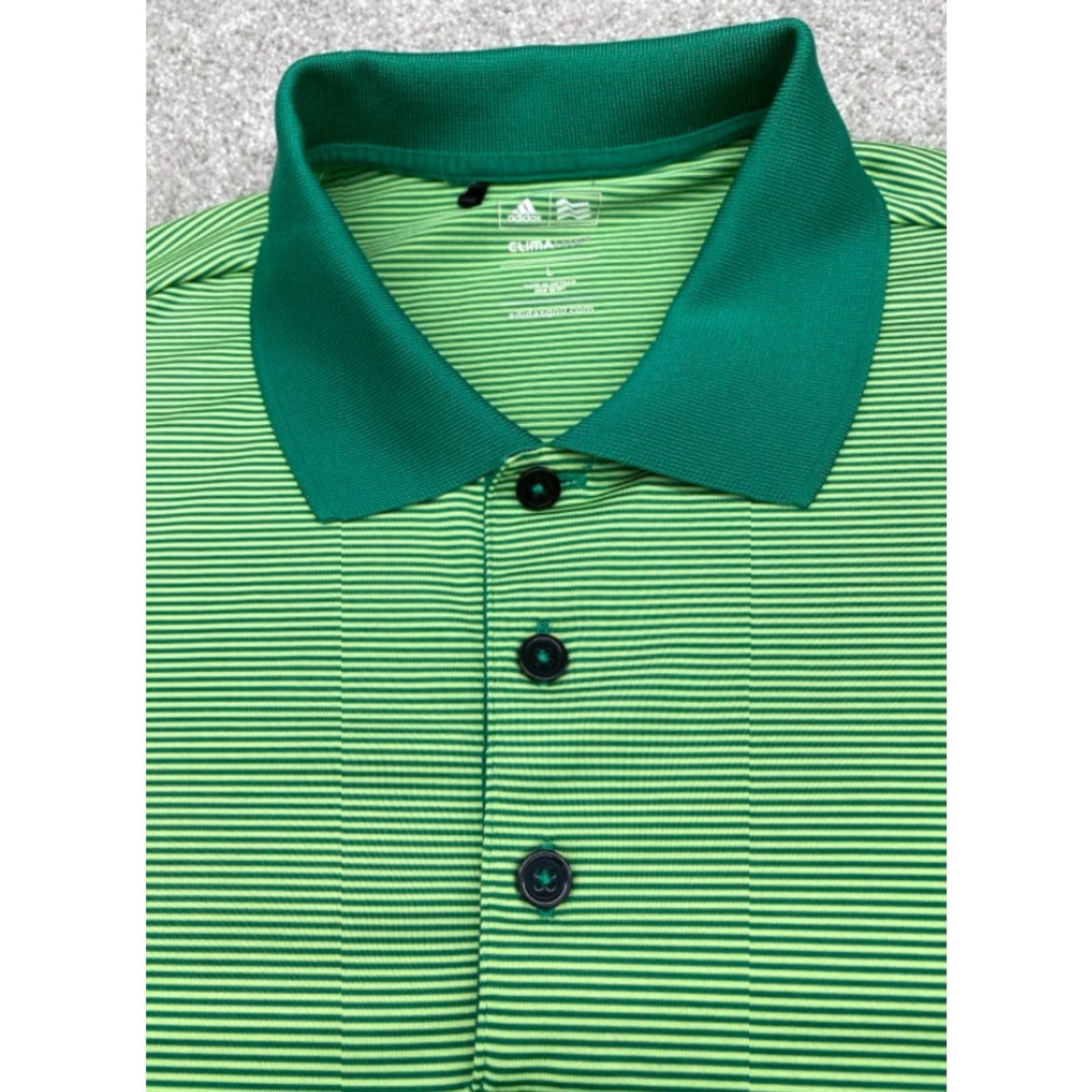 Adidas Adidas Climacool Short Sleeve Polo Shirt Mens Large Green Striped 5849 Size US L / EU 52-54 / 3 - 2 Thumbnail