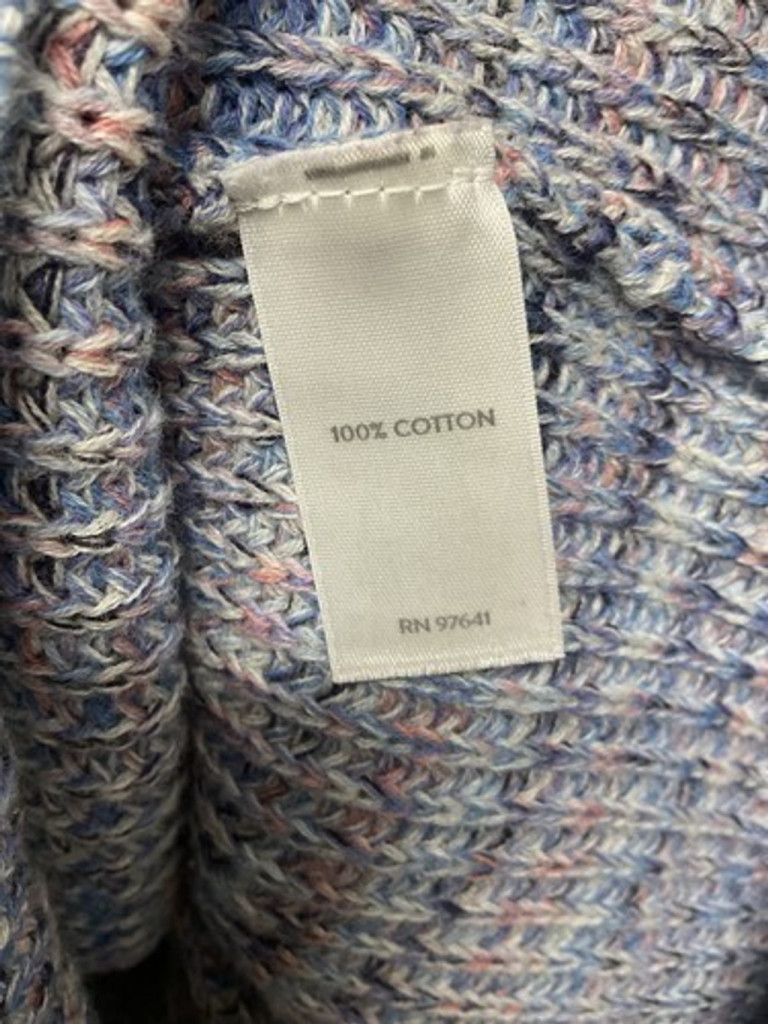 J. Jill J. Jill Blue Pointelle Cotton V-Neck Sweater Women XLarge Size XL / US 12-14 / IT 48-50 - 3 Thumbnail