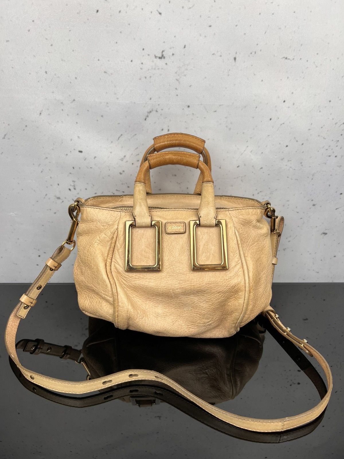 Chloe Authentic Chloé Ethel Small Satchel Bag Tan Lambskin Leather Size ONE SIZE - 1 Thumbnail