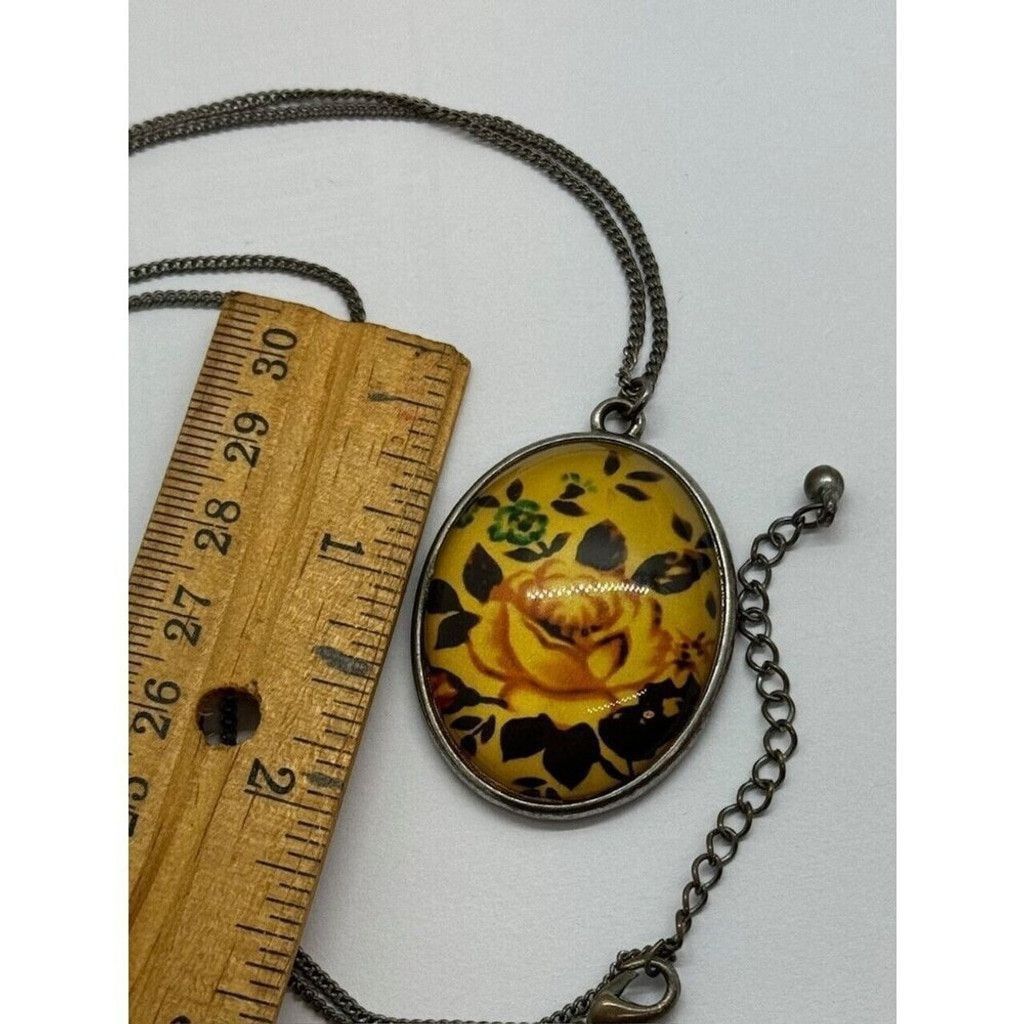 The Unbranded Brand Vintage Yellow Rose Oval Pendant Necklace 22" Size ONE SIZE - 5 Thumbnail