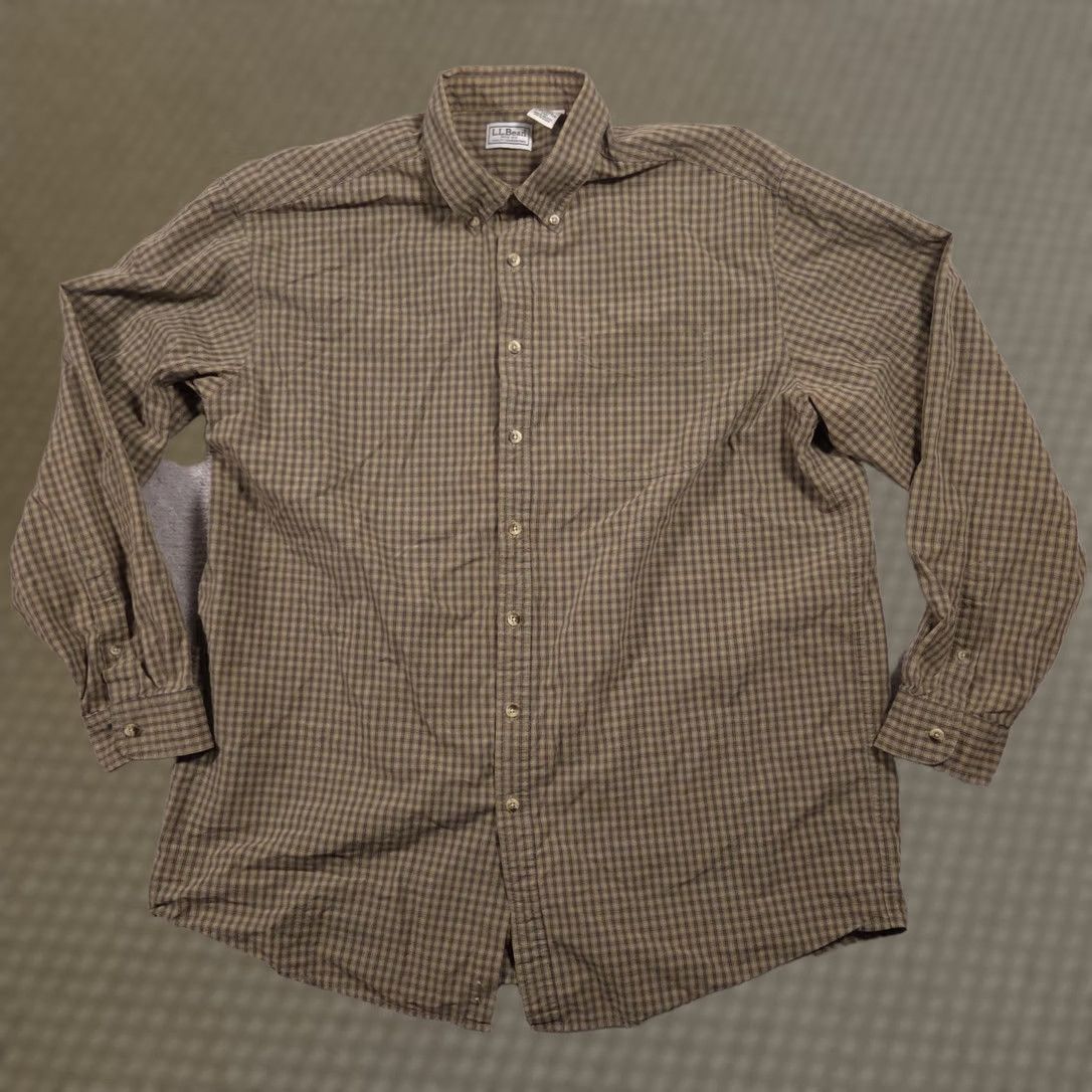 Vintage L.L. Bean Shirt Mens XLT Brown Check Long Sleeve Button-Front Casual Outdoor Shirt Size US XL / EU 56 / 4 - 1 Thumbnail