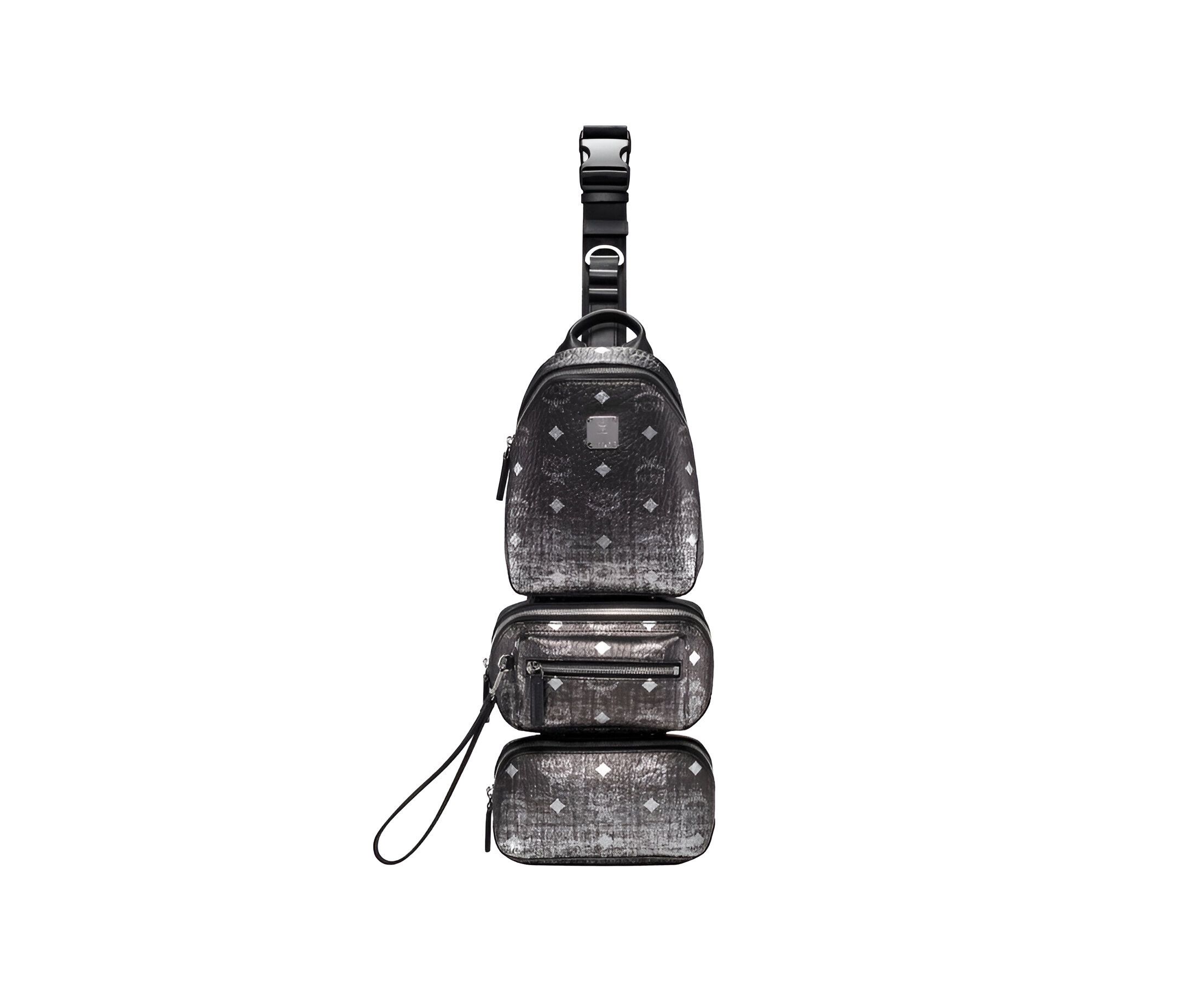 Women's Black Silver Gradien Visetos Trey 4-in-1 Sling
