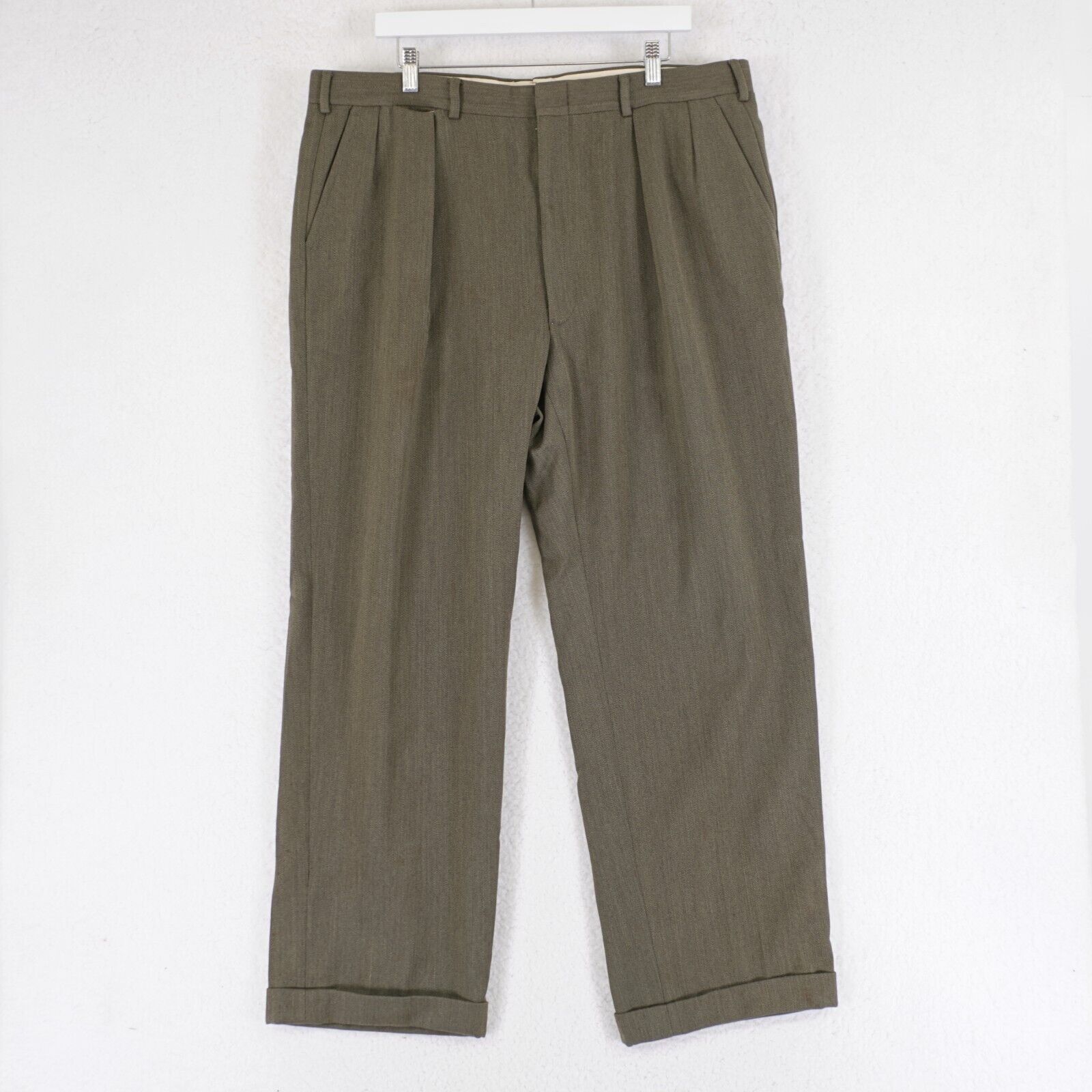 Polo Ralph Lauren Polo Ralph Lauren Tweed Wool Green Pleated Cuffed High Rise Size 40L - 1 Thumbnail