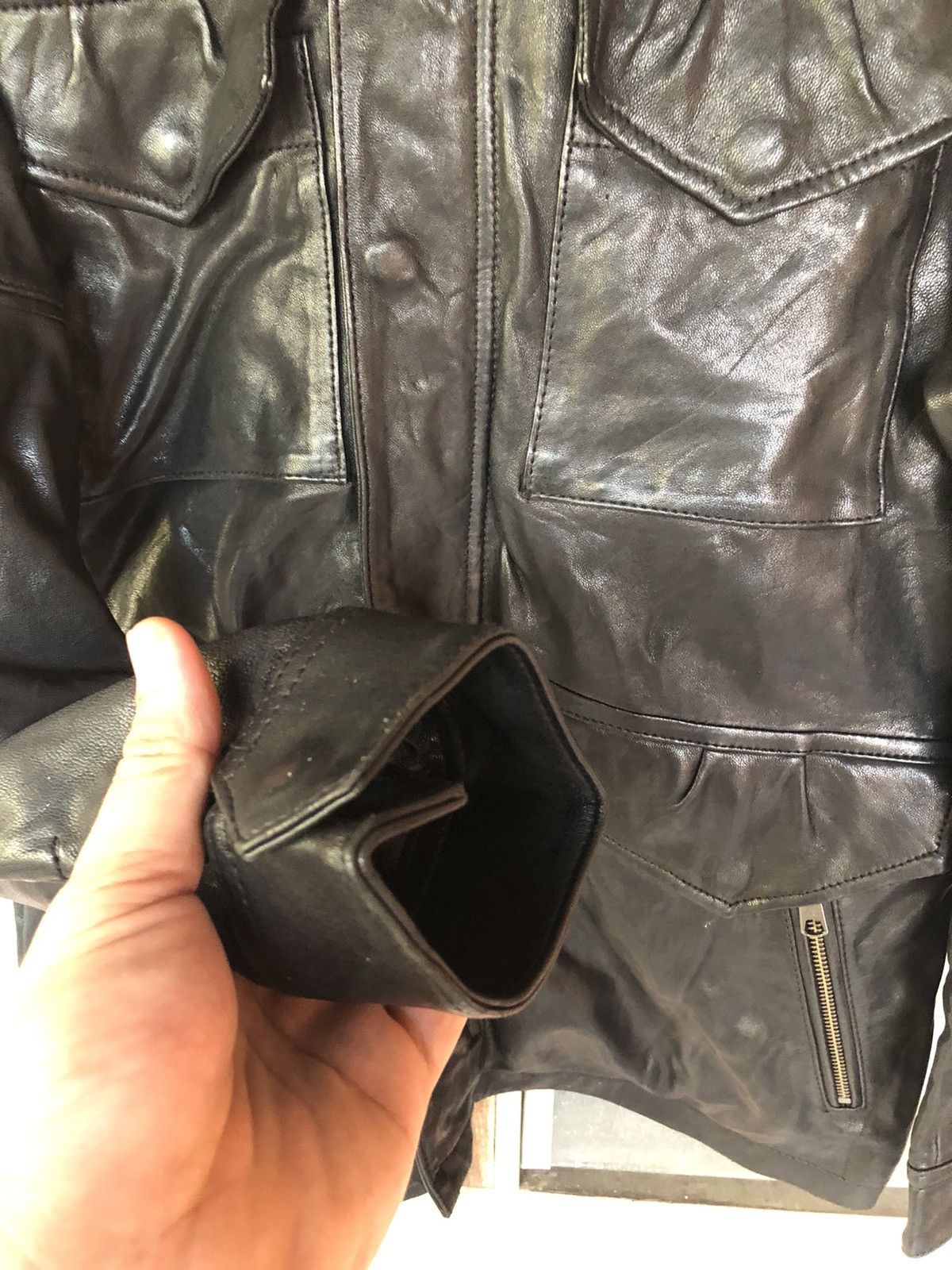 If Six Was Nine × Japanese Brand × Le Grande Bleu (L.G.B.) Rattle Trap Biker Sheepskin Leather Jacket Size US M / EU 48-50 / 2 - 7 Thumbnail