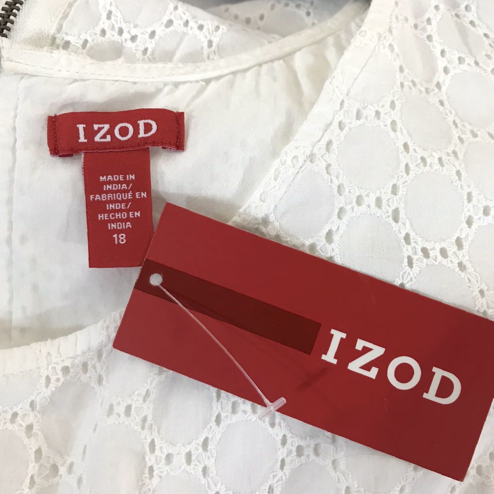 Izod VINTAGE Izod Womens Dress Sleeveless Cotton Crochet Knee Length Christian Casual Workwear Size 18 White Size XXL / US 16-18 / IT 52-54 - 3 Thumbnail