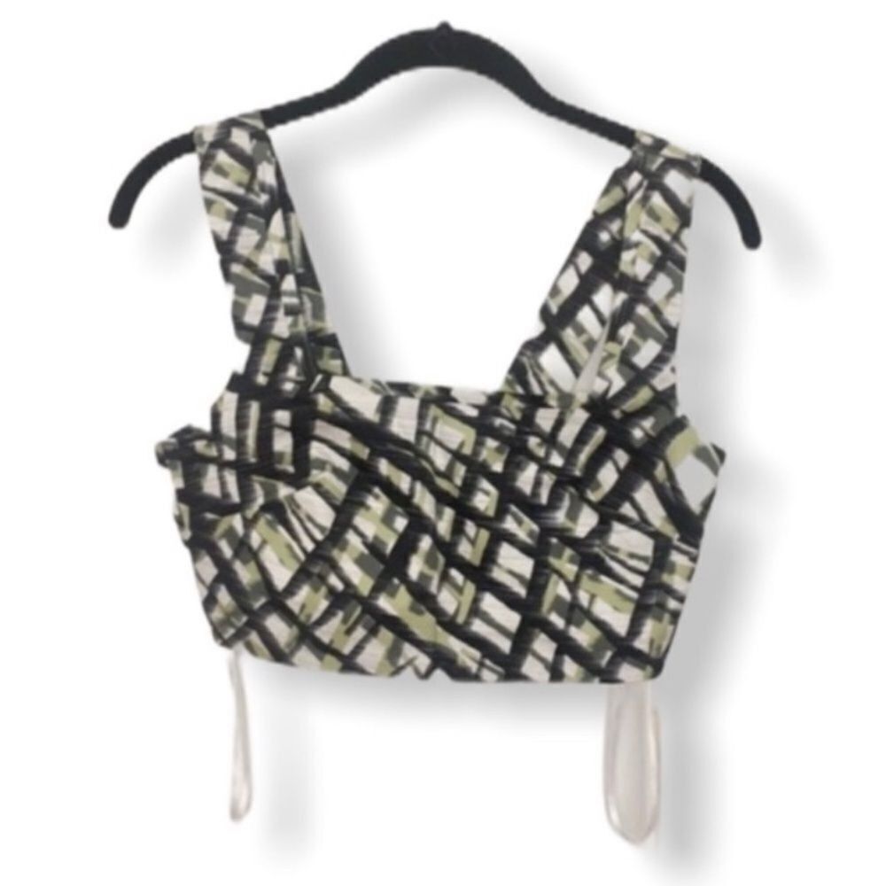 Ronny Kobo Ronny Kobo “Rica” Nile Green Grid Print Crop Tank Top XS NWT Size XS / US 0-2 / IT 36-38 - 3 Thumbnail