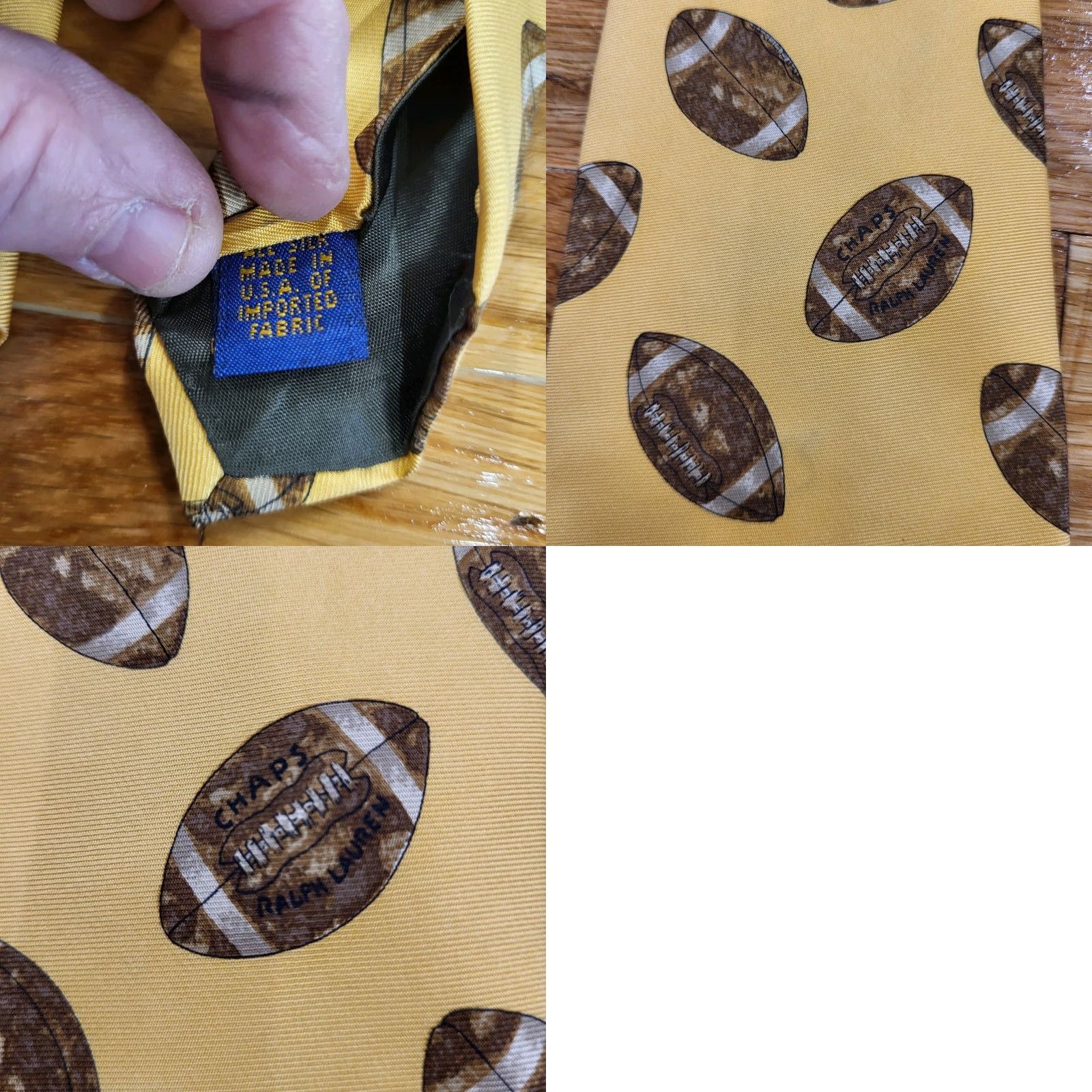 Ralph Lauren VINTAGE Ralph Lauren Chaps Necktie Mens Tan Football Pointed Classic Tie Sports Size ONE SIZE - 8 Thumbnail