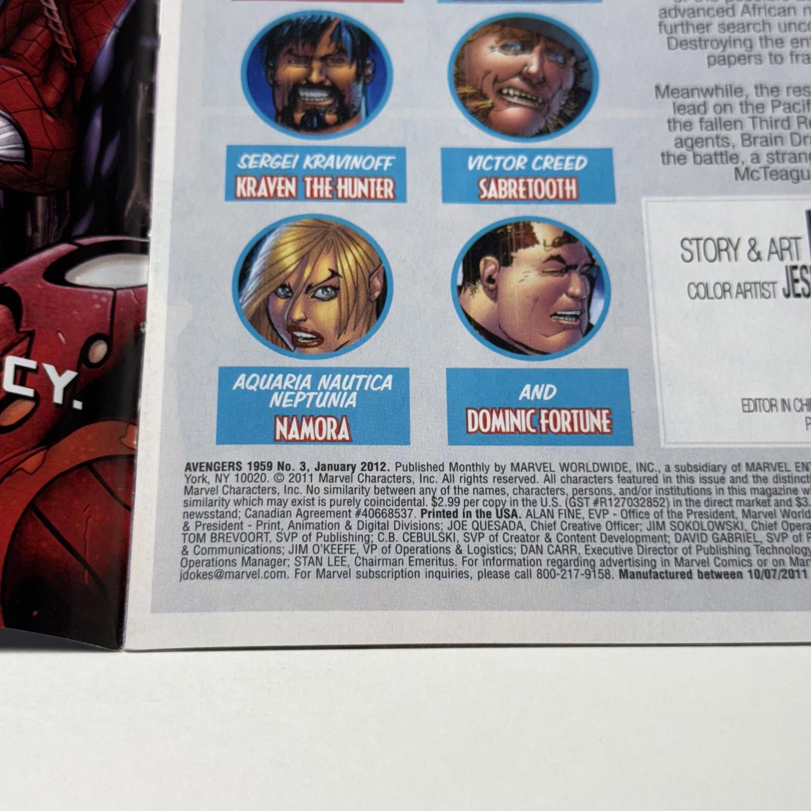 Marvel Comics Marvel AVENGERS 1959 Limited Series #3 of 5 JAN 2012 Comic Size ONE SIZE - 8 Thumbnail