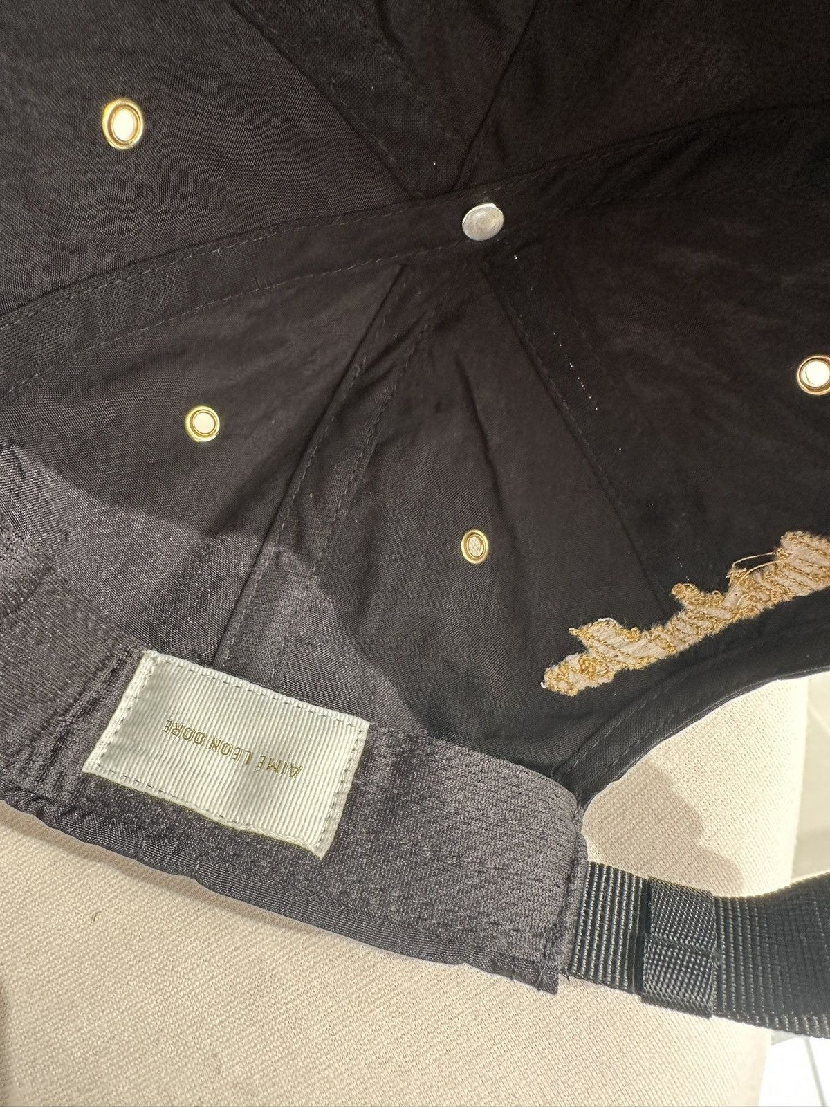 Aime Leon Dore Black Nylon Cap w/ Gold Grommets and Gold Logo Size ONE SIZE - 6 Thumbnail