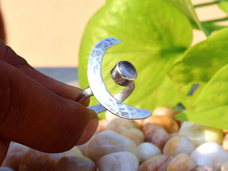 Handmade Crystal Quartz Ring, 925 Silver Ring, Handmade Open Jewelry, Size ONE SIZE - 6 Thumbnail