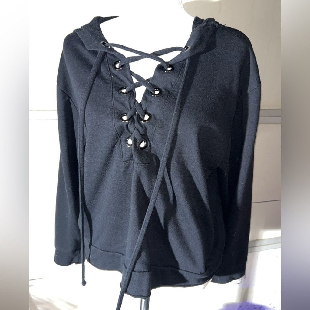 Other Active USA Black Lace-Up Sweatshirt Size M / US 6-8 / IT 42-44 - 3 Thumbnail