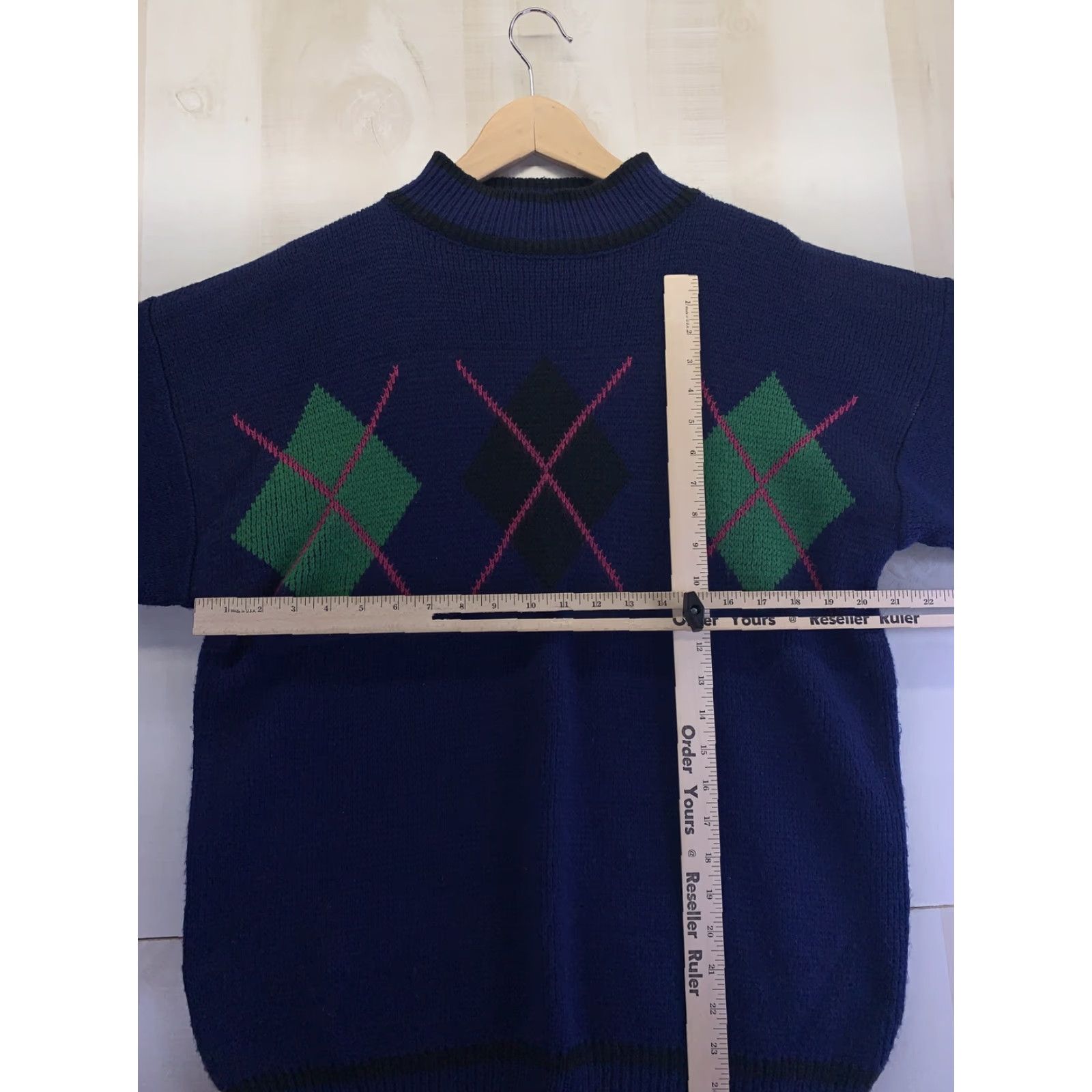 Vintage VINTAGE Gitano Argyle Blue Knit Sweater Shirt Womens M 1980-90s Size M / US 6-8 / IT 42-44 - 3 Thumbnail