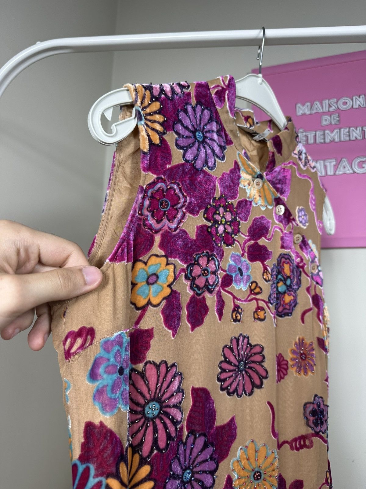 Marella Marella Vintage Midi Dress Beaded Embroidered Floral Kimono Size S / US 4 / IT 40 - 20 Thumbnail
