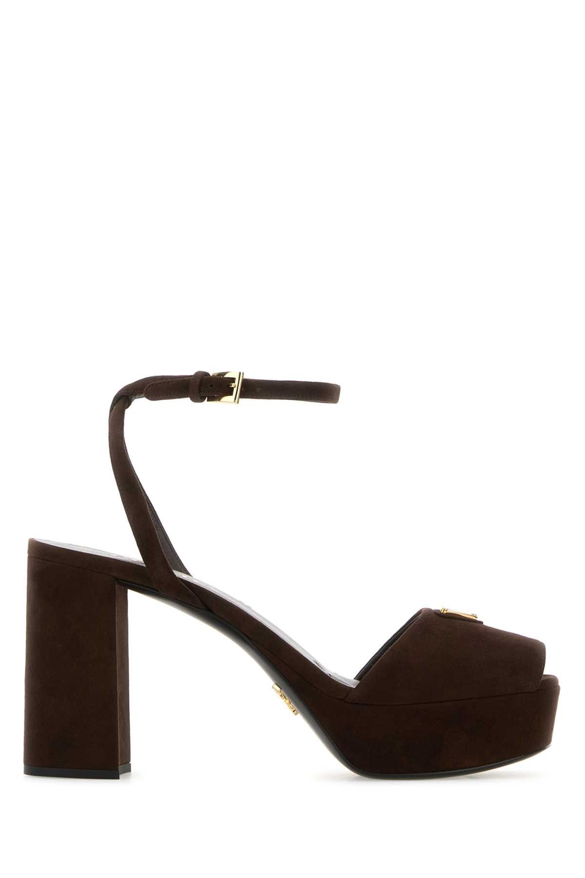 Prada Brown Suede Sandals Size US 10 / IT 40 - 1 Thumbnail