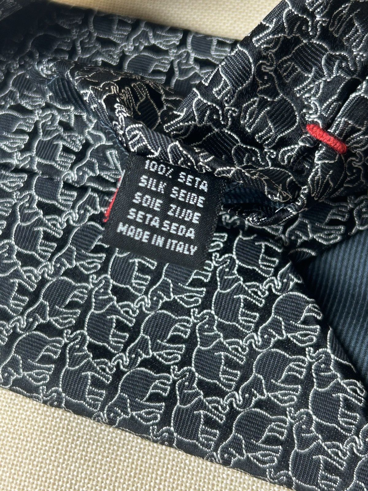 Moschino Moschino black silver elephant Silk Mens Tie Size ONE SIZE - 6 Thumbnail